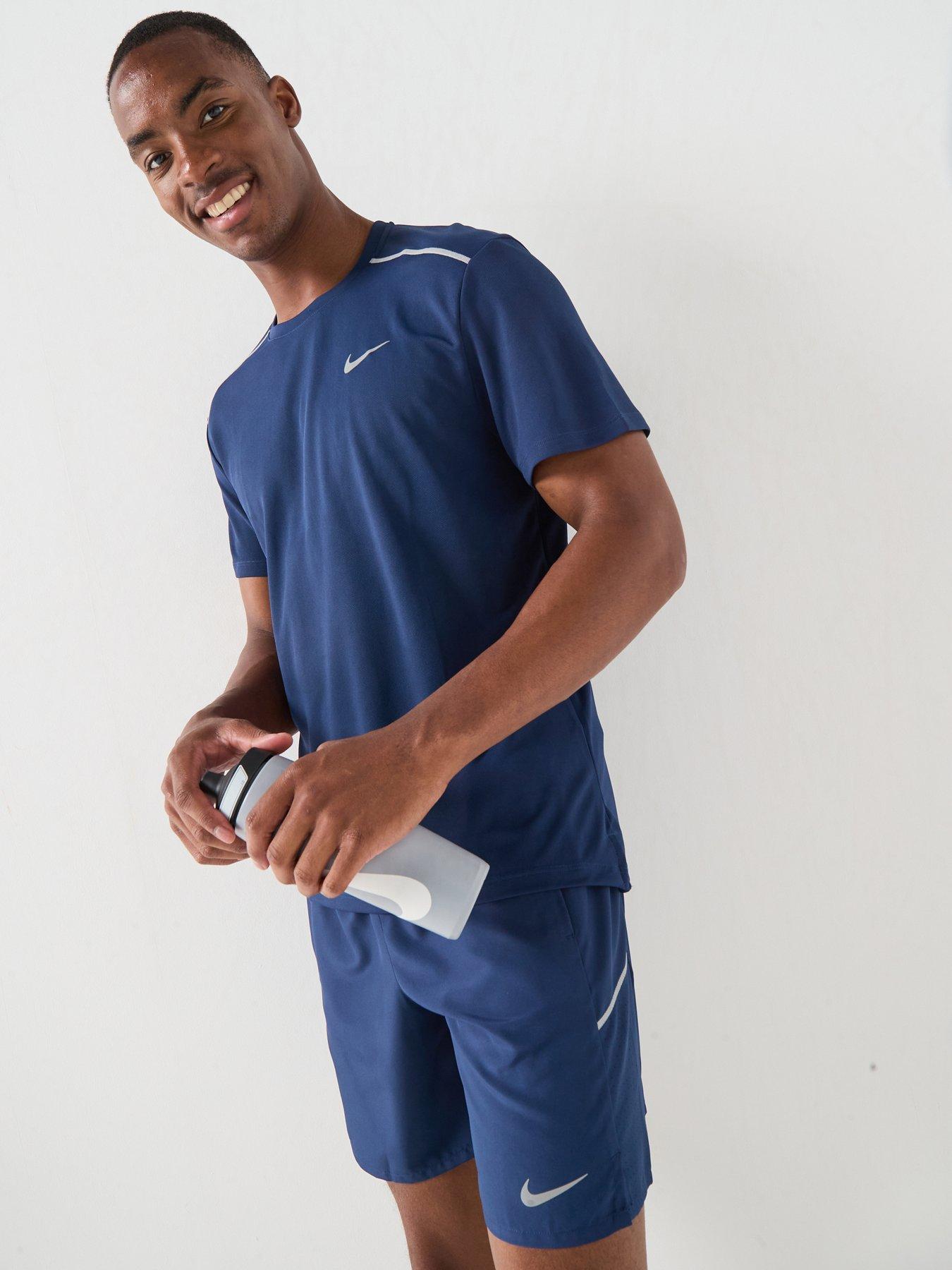 Nike Mens Running Miler Dri-FIT UV Short Sleeve Top - Navy