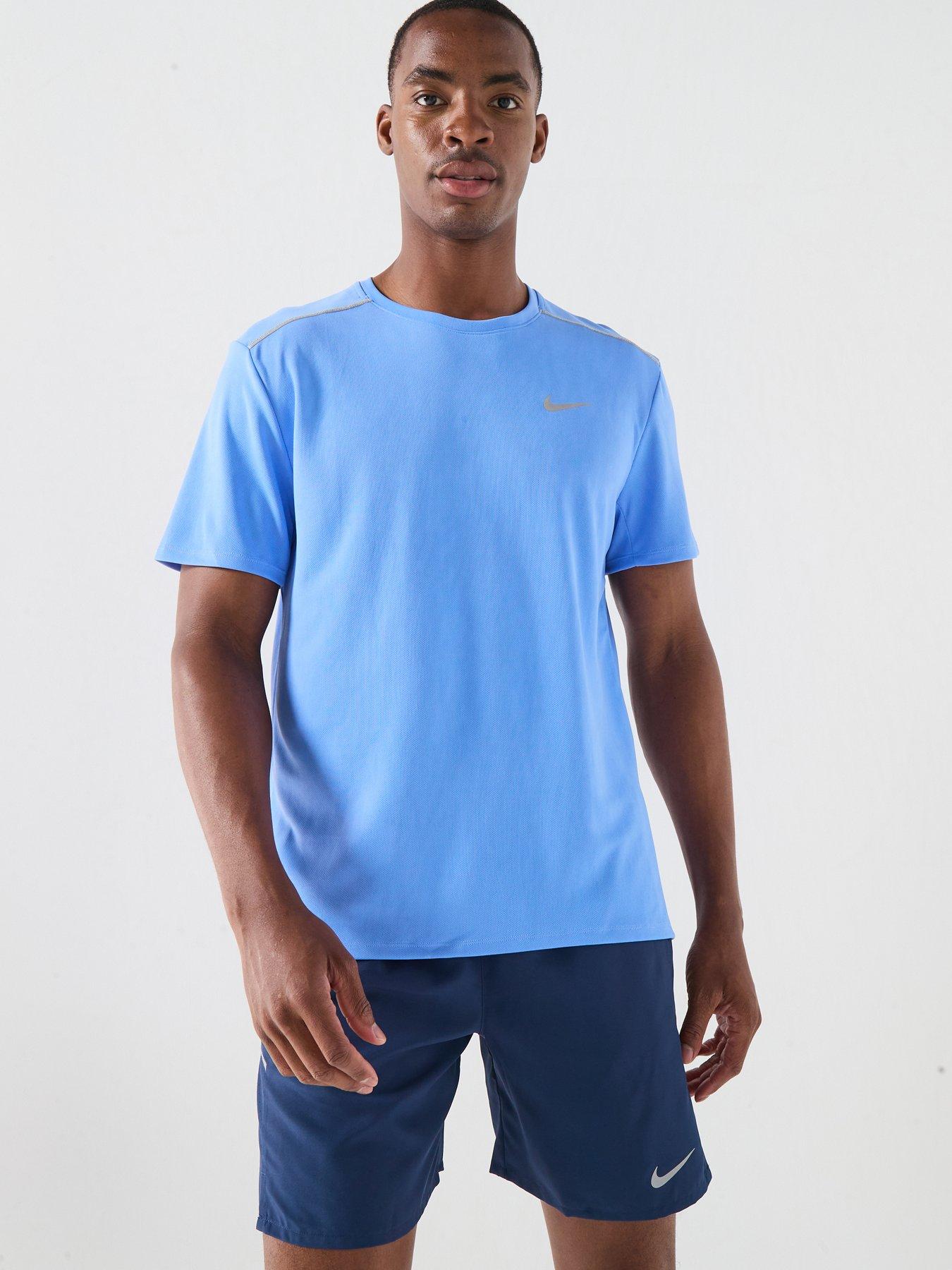 Nike Mens Running Miler Dri-FIT UV Short Sleeve Top - Blue