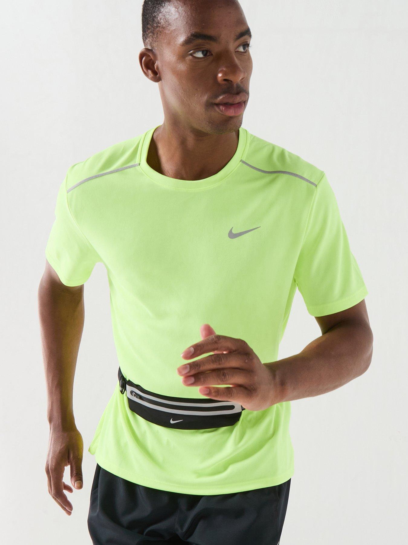 Nike Mens Running Miler Dri-FIT UV Short Sleeve Top - Yellow