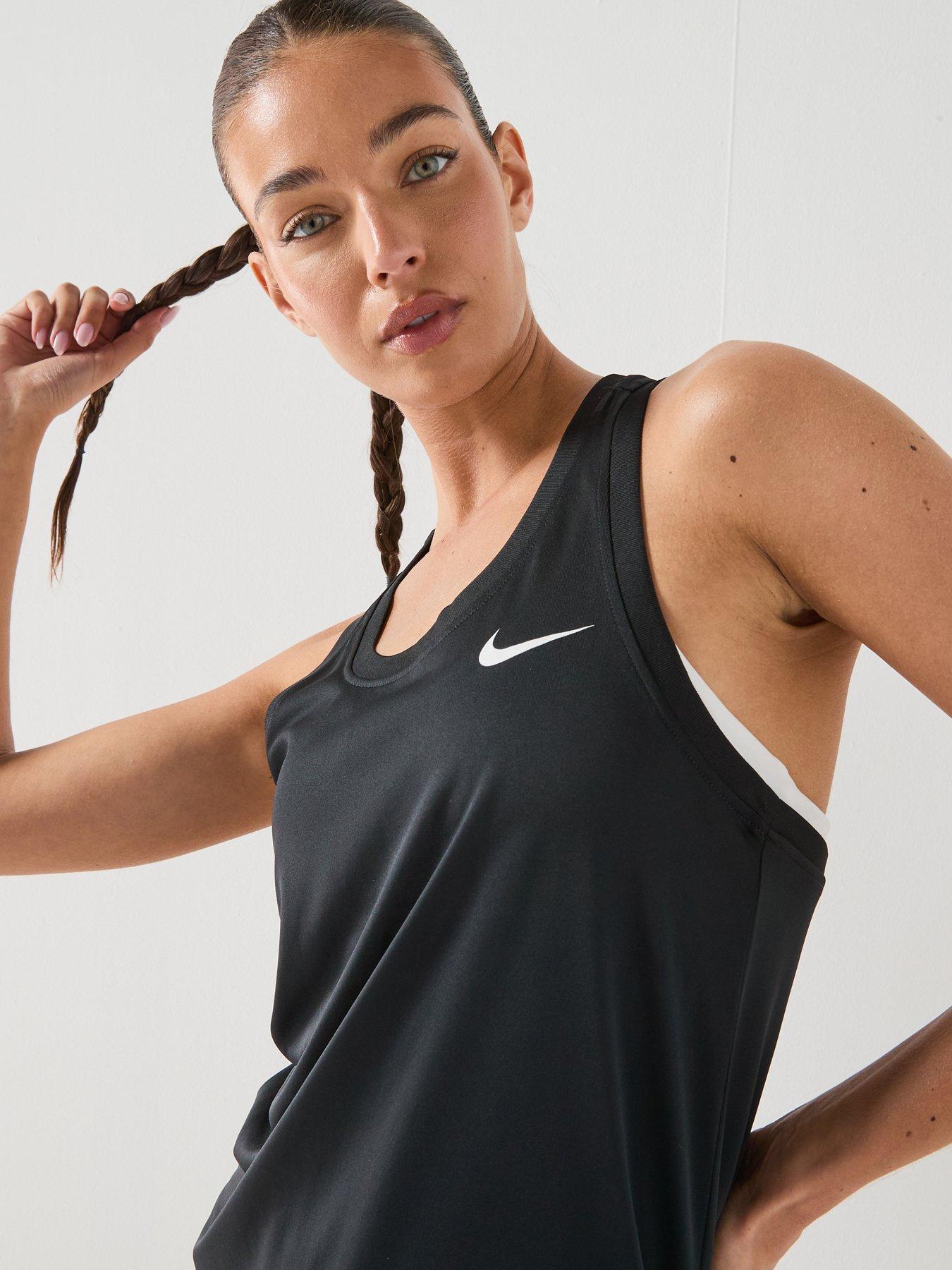 Image 4 of 4 of Nike Womens Training Dri-FIT Racerback Tank - Black/White