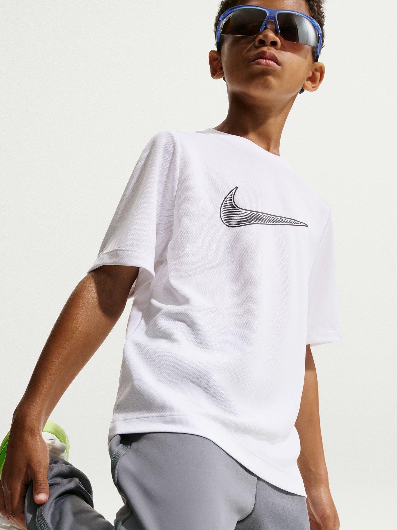 Image 5 of 5 of Nike Junior Boys Training Dri-FIT Short Sleeve Top - White