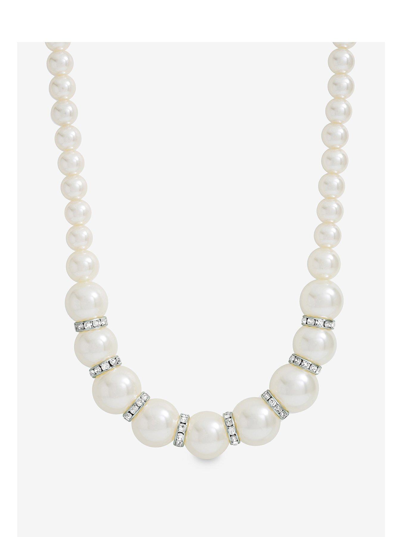 Mood Mood Hematite Crystal  &  Cream Pearl Beaded Necklace
