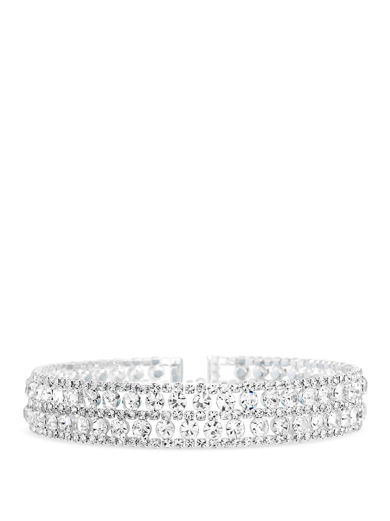 Image 1 of 2 of Mood Mood Silver Crystal Mixed Stone Statement Choker