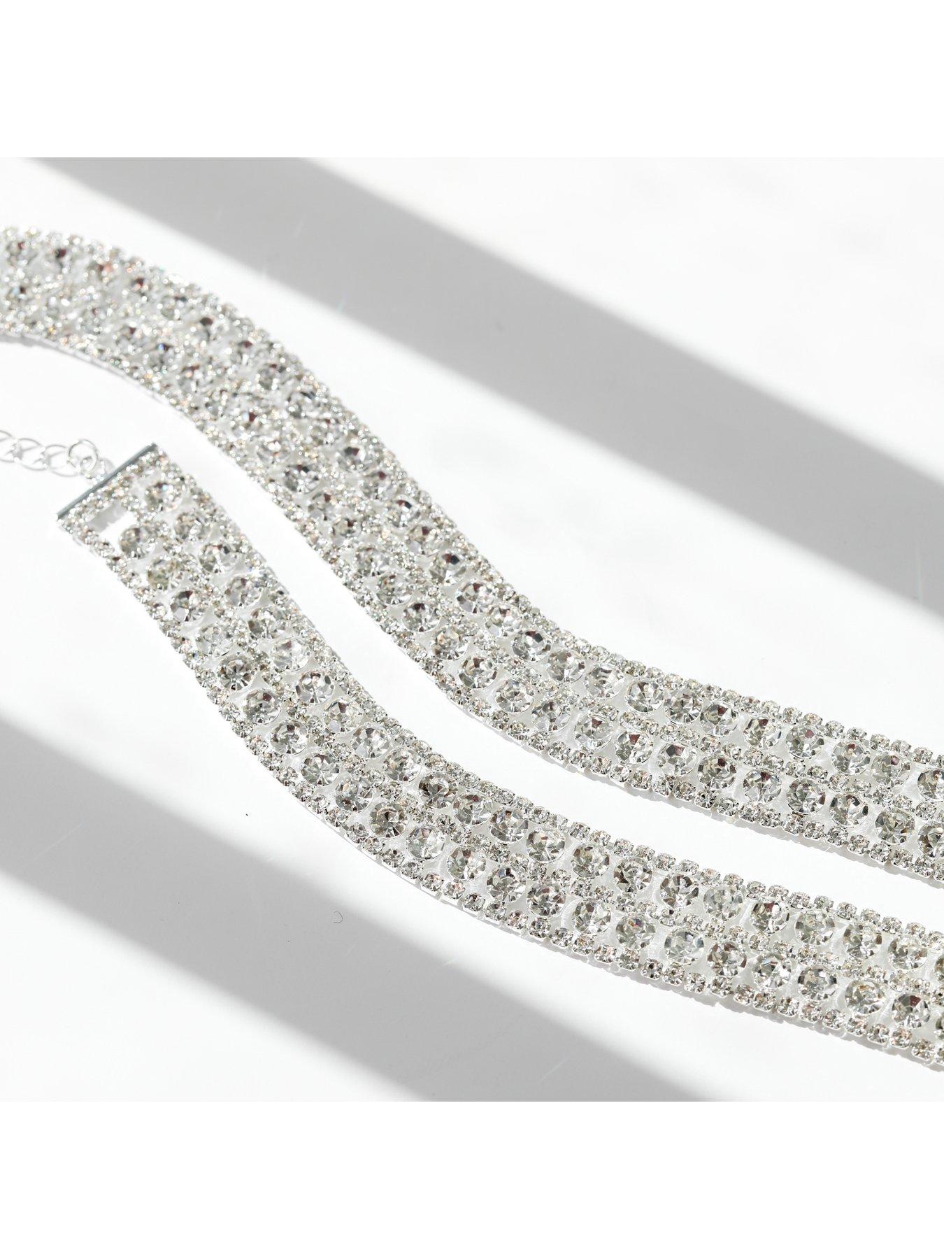 Image 2 of 2 of Mood Mood Silver Crystal Mixed Stone Statement Choker