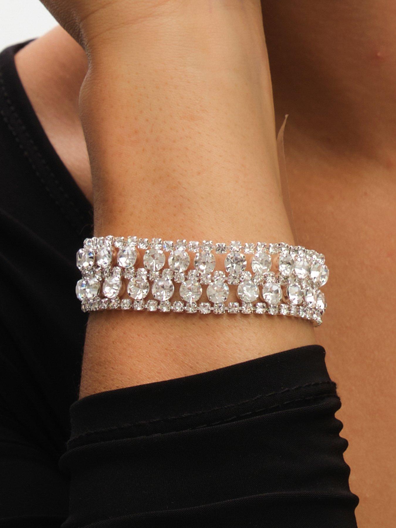 Image 4 of 4 of Mood Mood Silver Crystal Mixed Stone Bracelet
