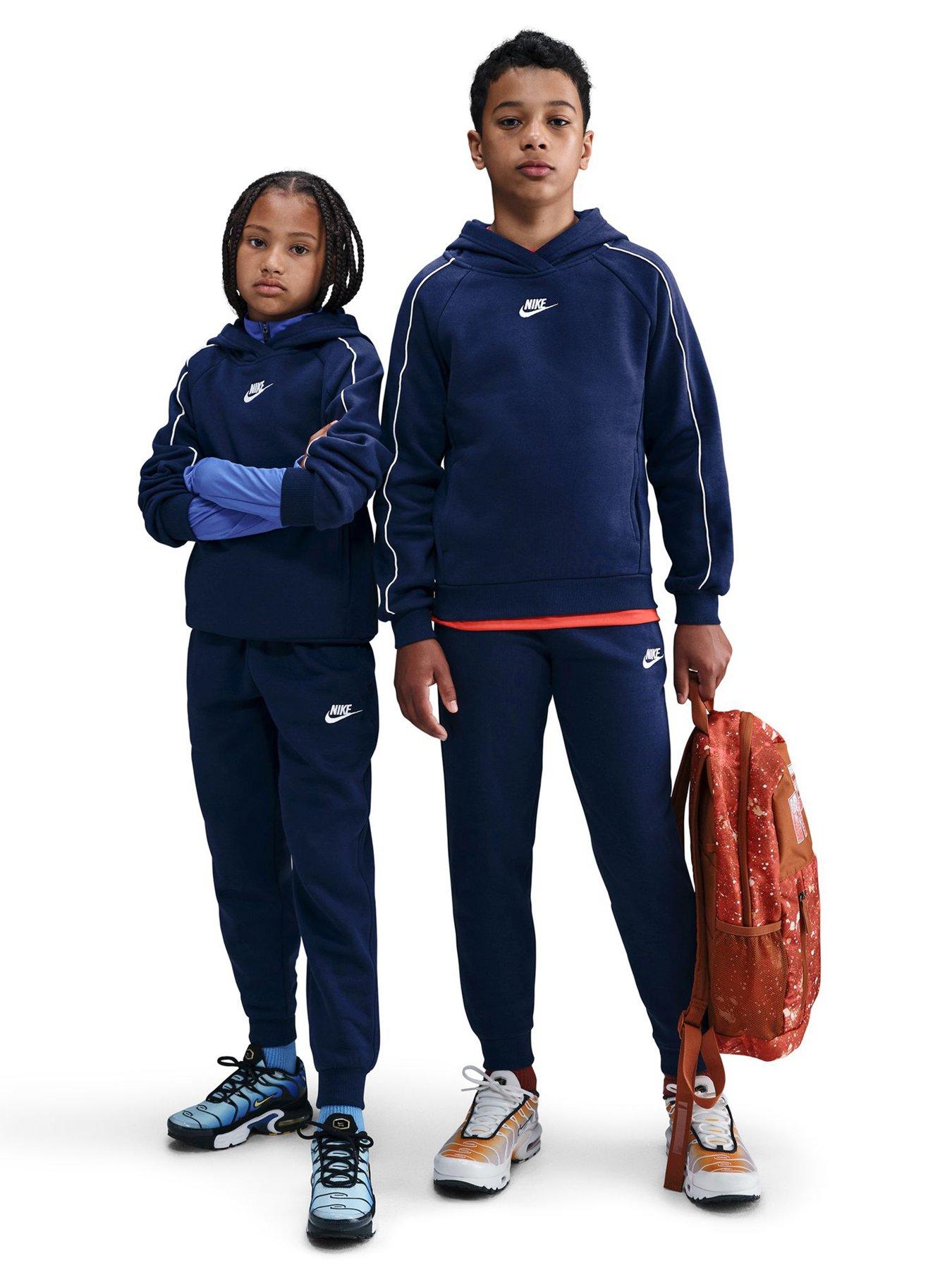 Nike Big Kids Sportswear Club Hooded Tracksuit - Blue in Midnight Navy/White/White