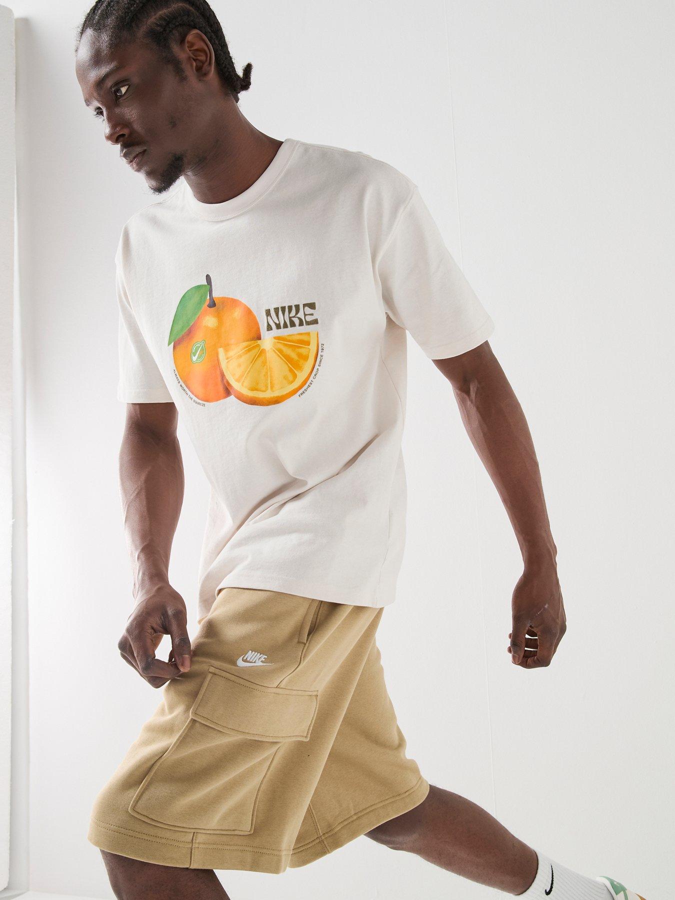 Nike Mens Sportswear Premium Orange Loose T-Shirt - Off-White/Phantom