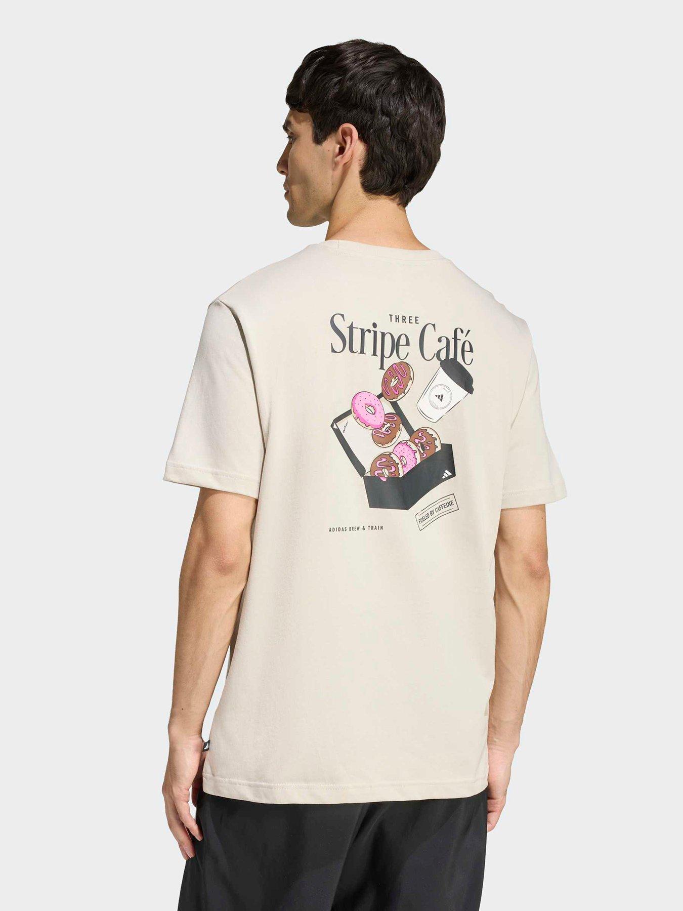 adidas Sportswear Men's Coffee Cafe Donut Box Graphic T-Shirt - Beige