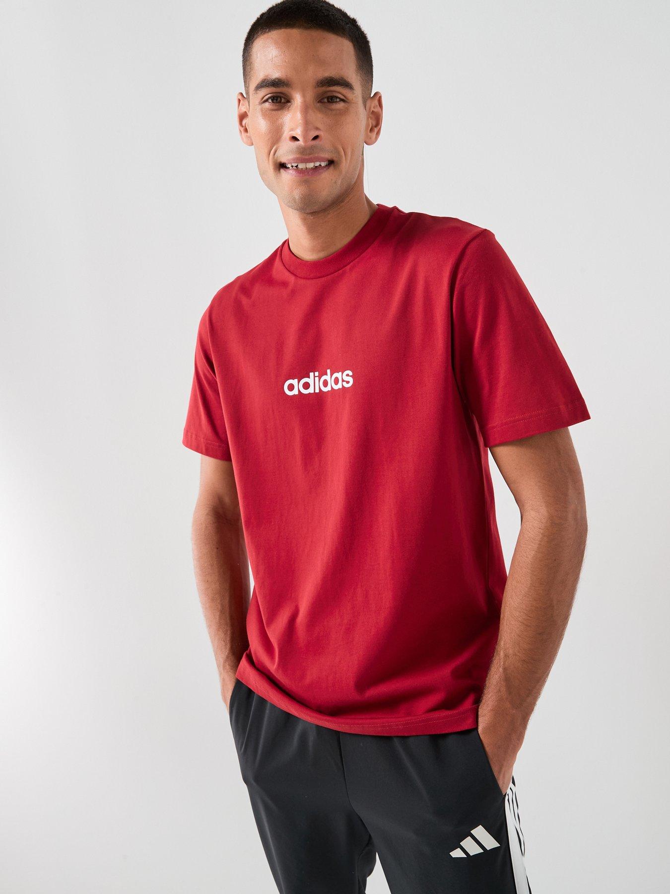 adidas Sportswear Men's Essentials Linear Single Jersey Tee - Burgundy