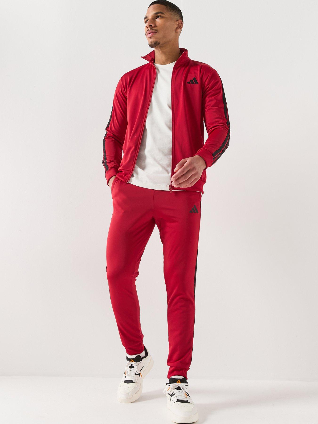 Image 1 of 7 of adidas Sportswear Men's 3 Stripes Tracksuit - Burgundy