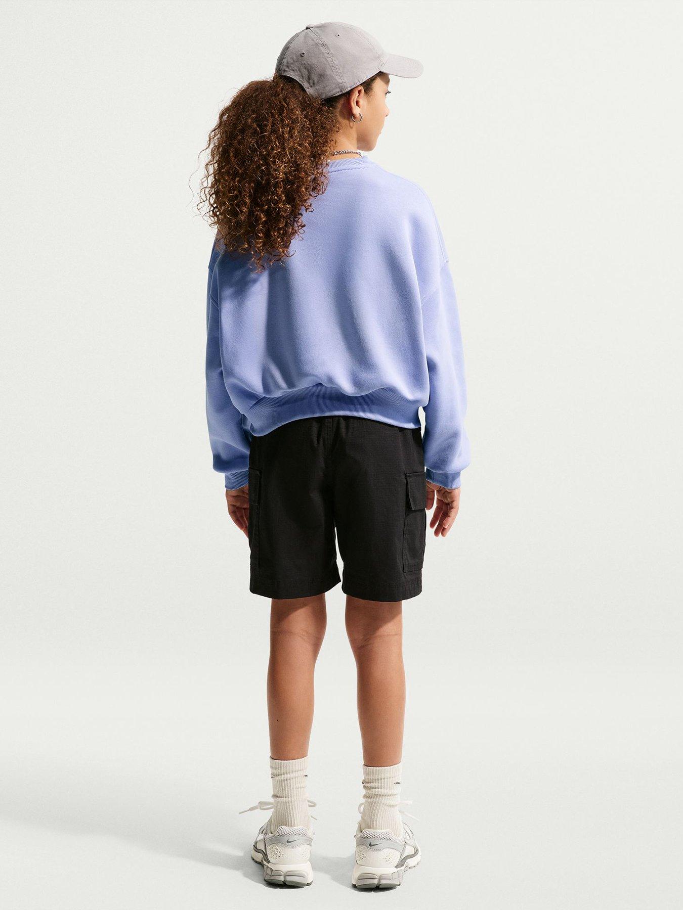 Image 3 of 5 of Nike Big Kids Girls Sportswear Club Boxy Graphic Crew Sweatshirt - Purple