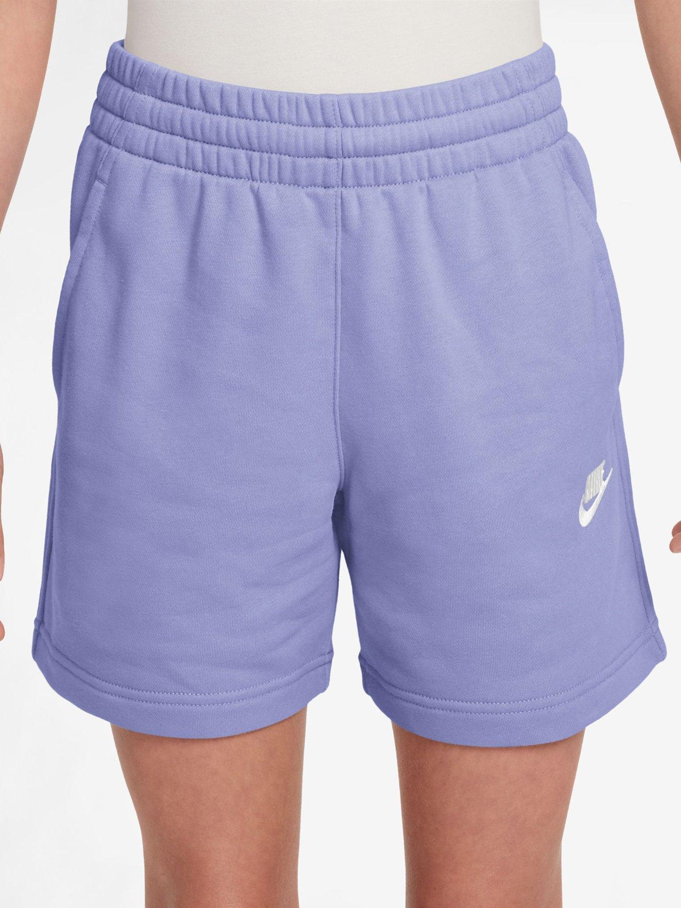 Nike Big Kids Girls Sportswear Club 5 Inch French Terry Shorts - Purple