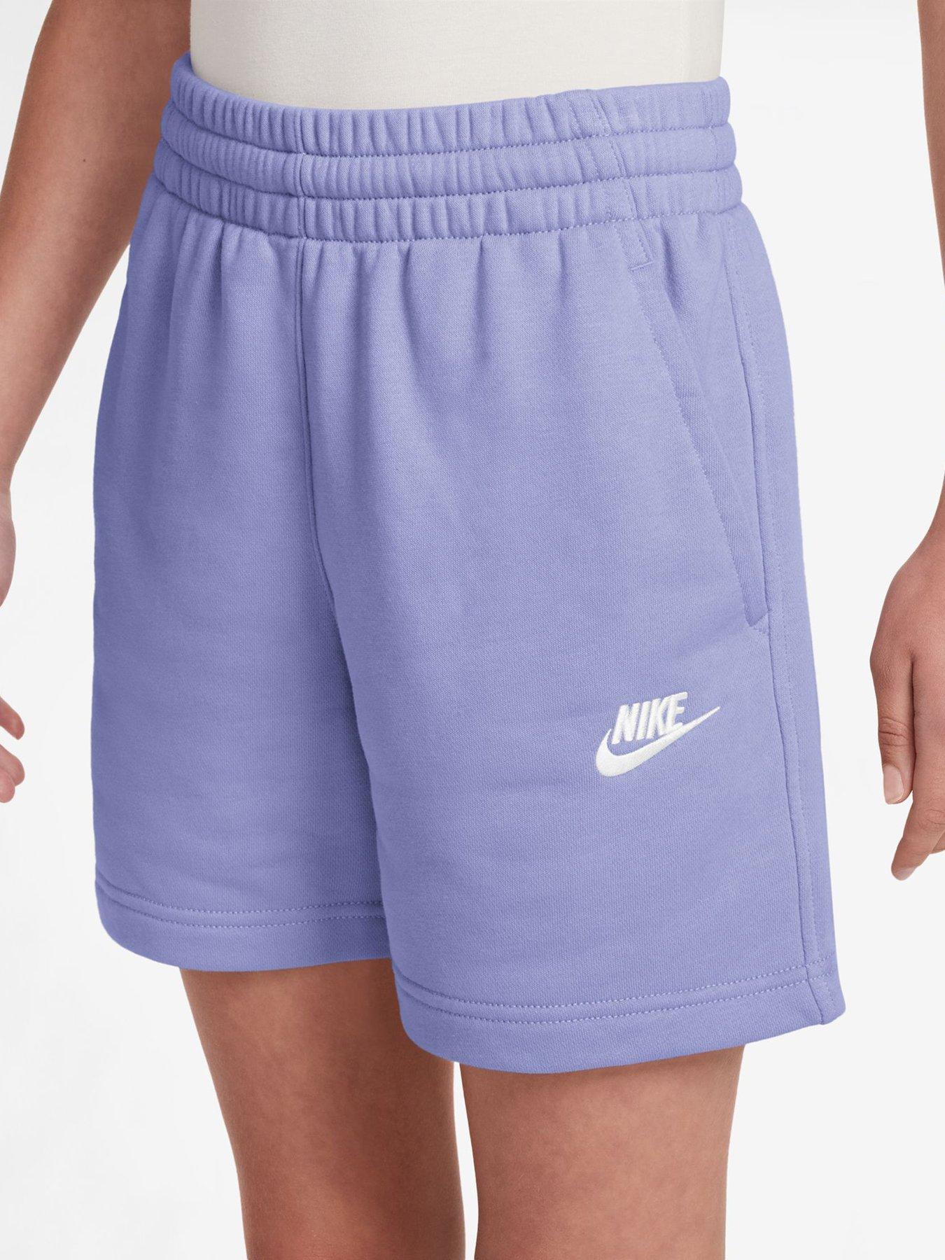 Image 3 of 4 of Nike Big Kids Girls Sportswear Club 5 Inch French Terry Shorts - Purple