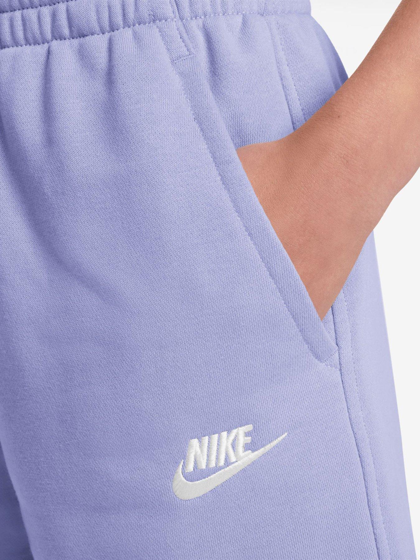Image 4 of 4 of Nike Big Kids Girls Sportswear Club 5 Inch French Terry Shorts - Purple