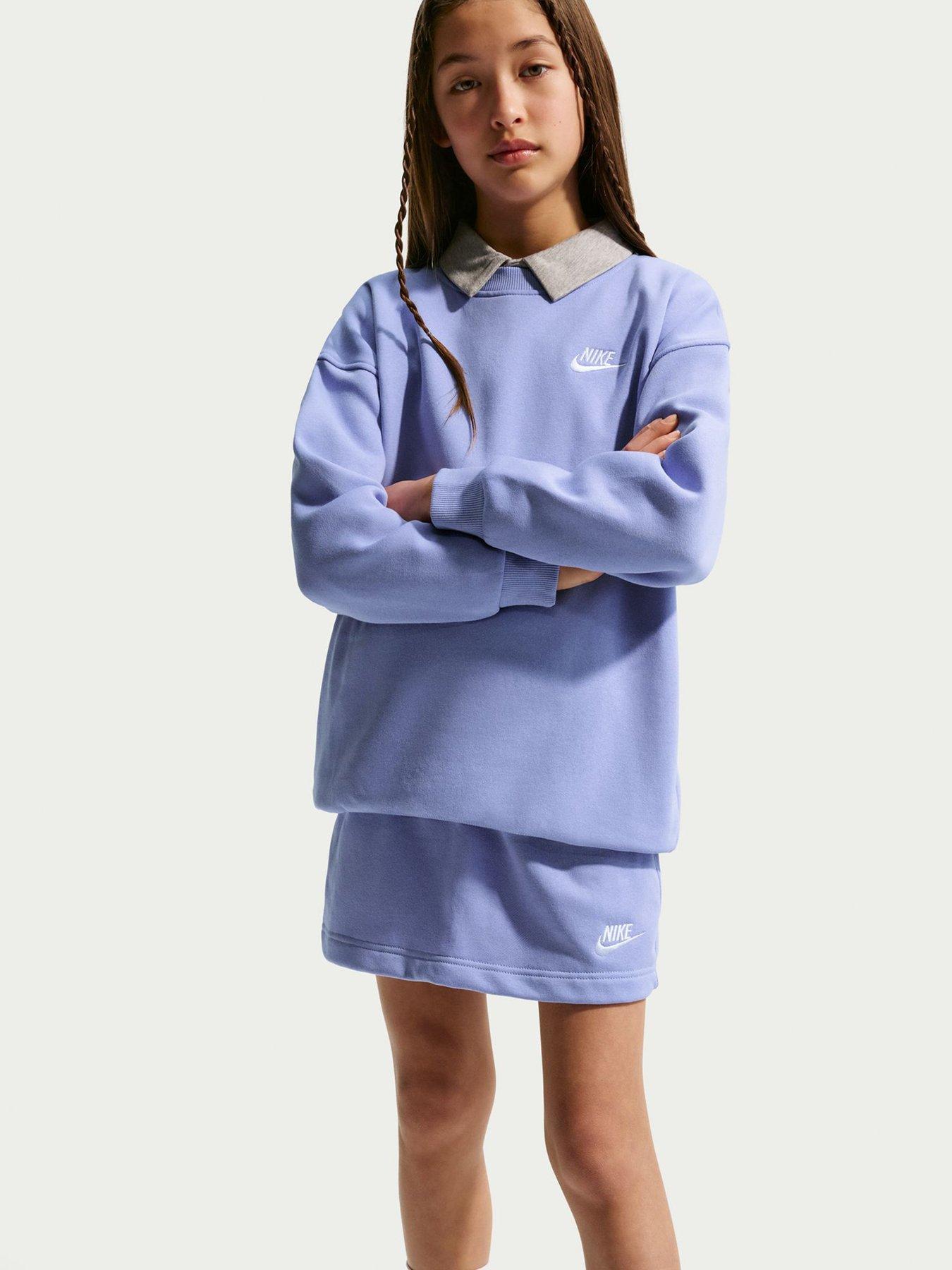 Nike Big Kids Sportswear Club Oversized Sweatshirt - Purple in Light Thistle/Light Thistle/Wh