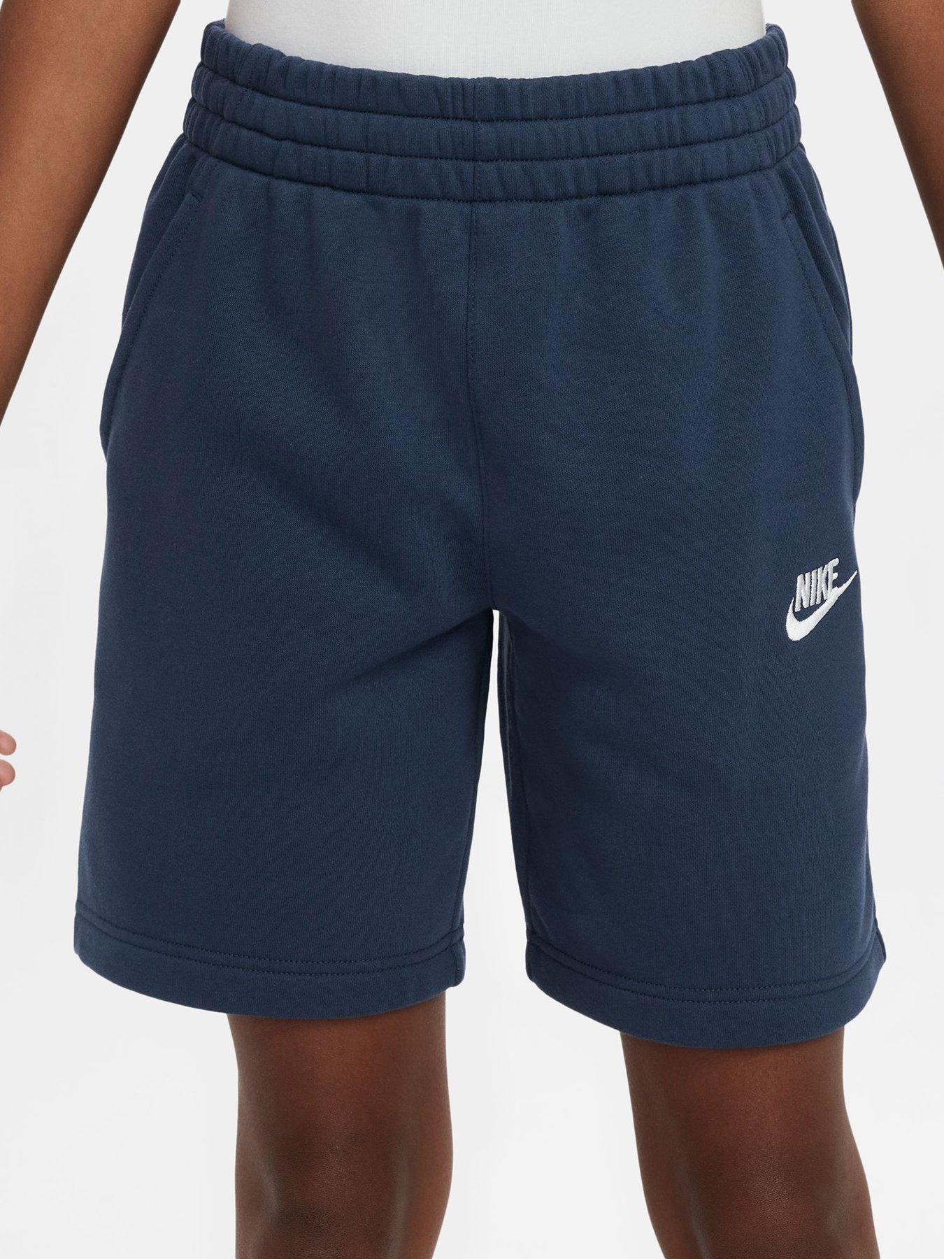 Nike Big Kids Sportswear Club French Terry Shorts - Navy in Midnight Navy/White