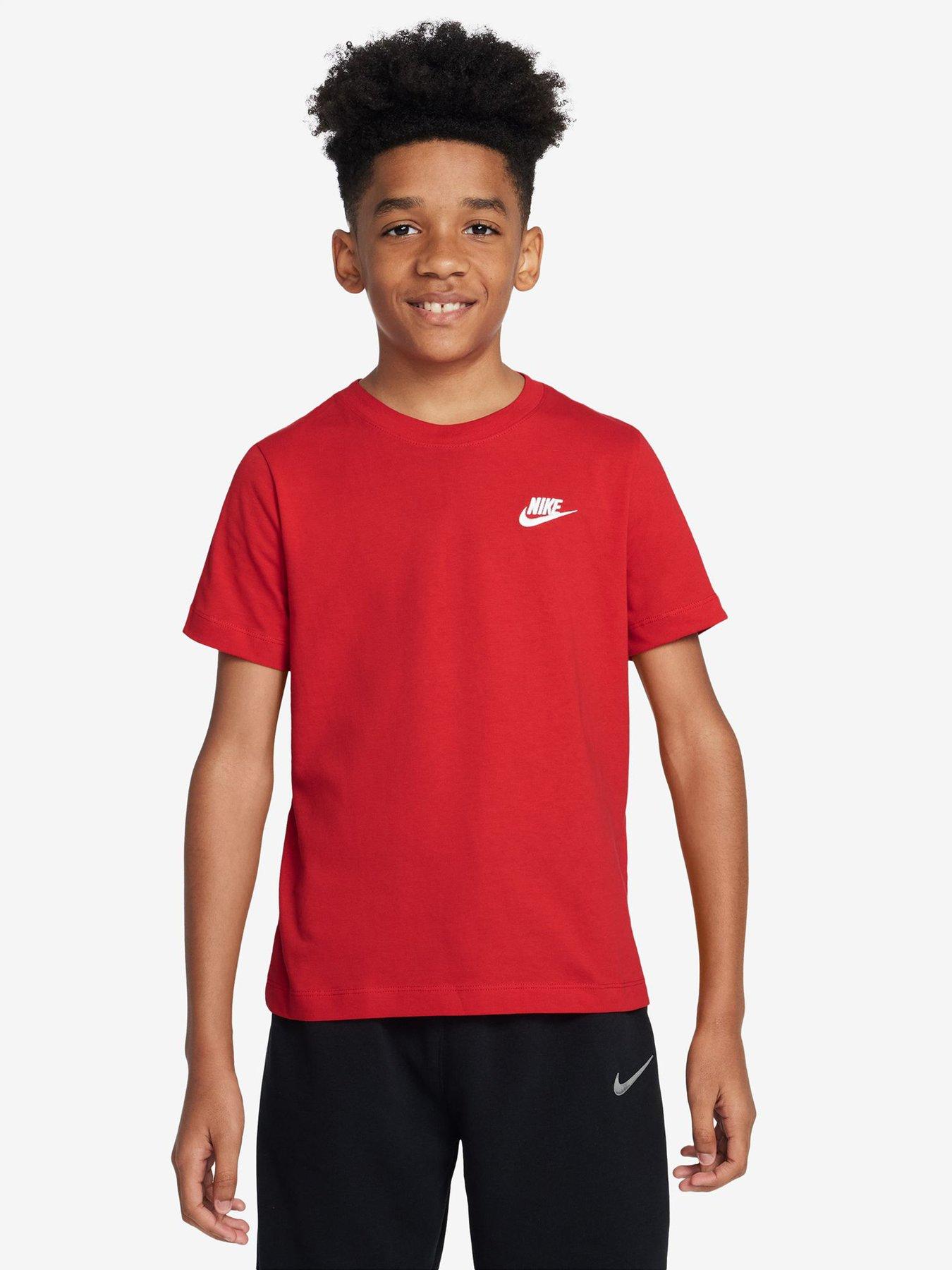 Nike Big Kids Sportswear Embroidered Futura T-Shirt - Red