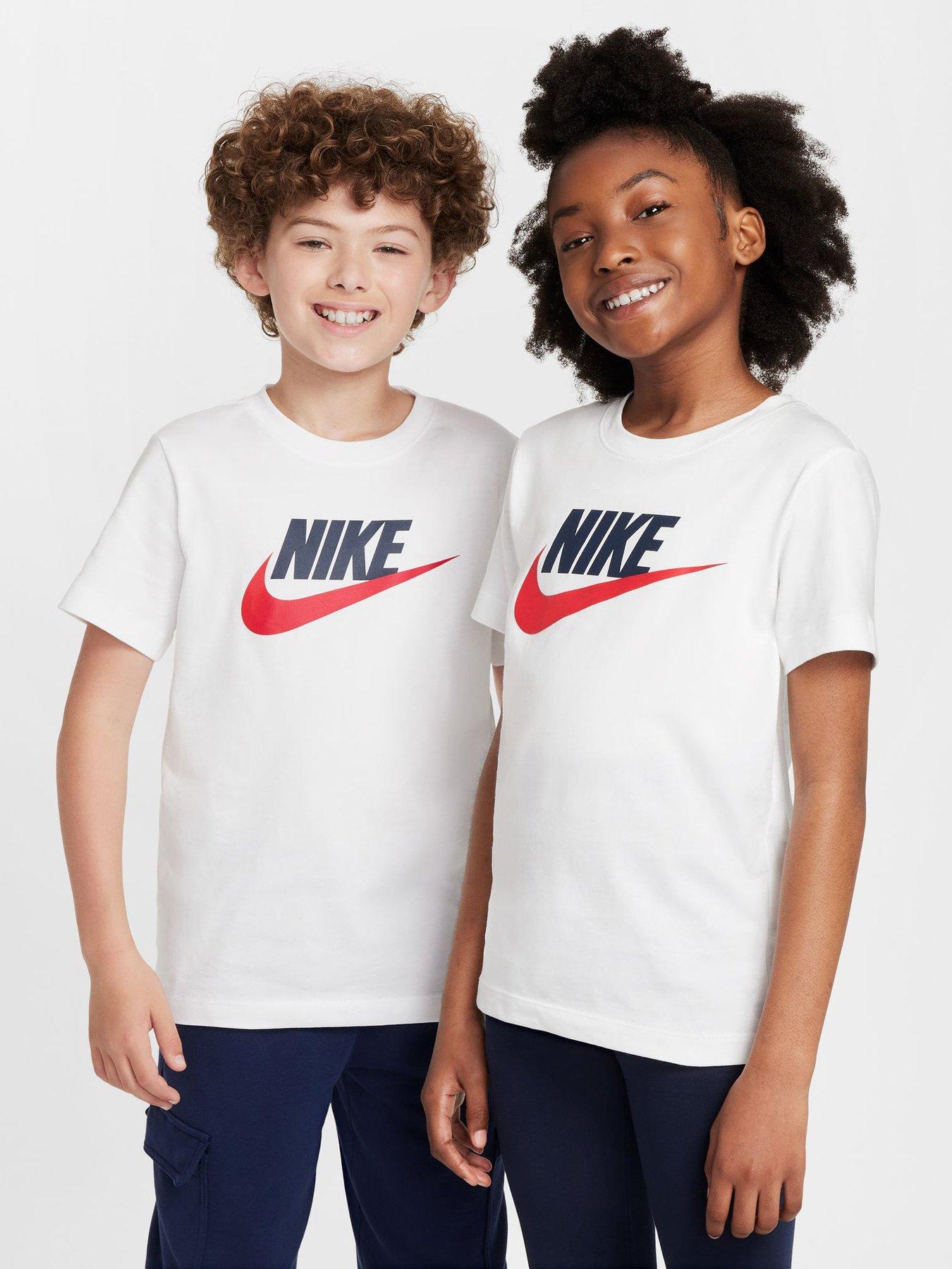 Nike Big Kids Sportswear Futura T-Shirt - White in White/Obsidian/University Red