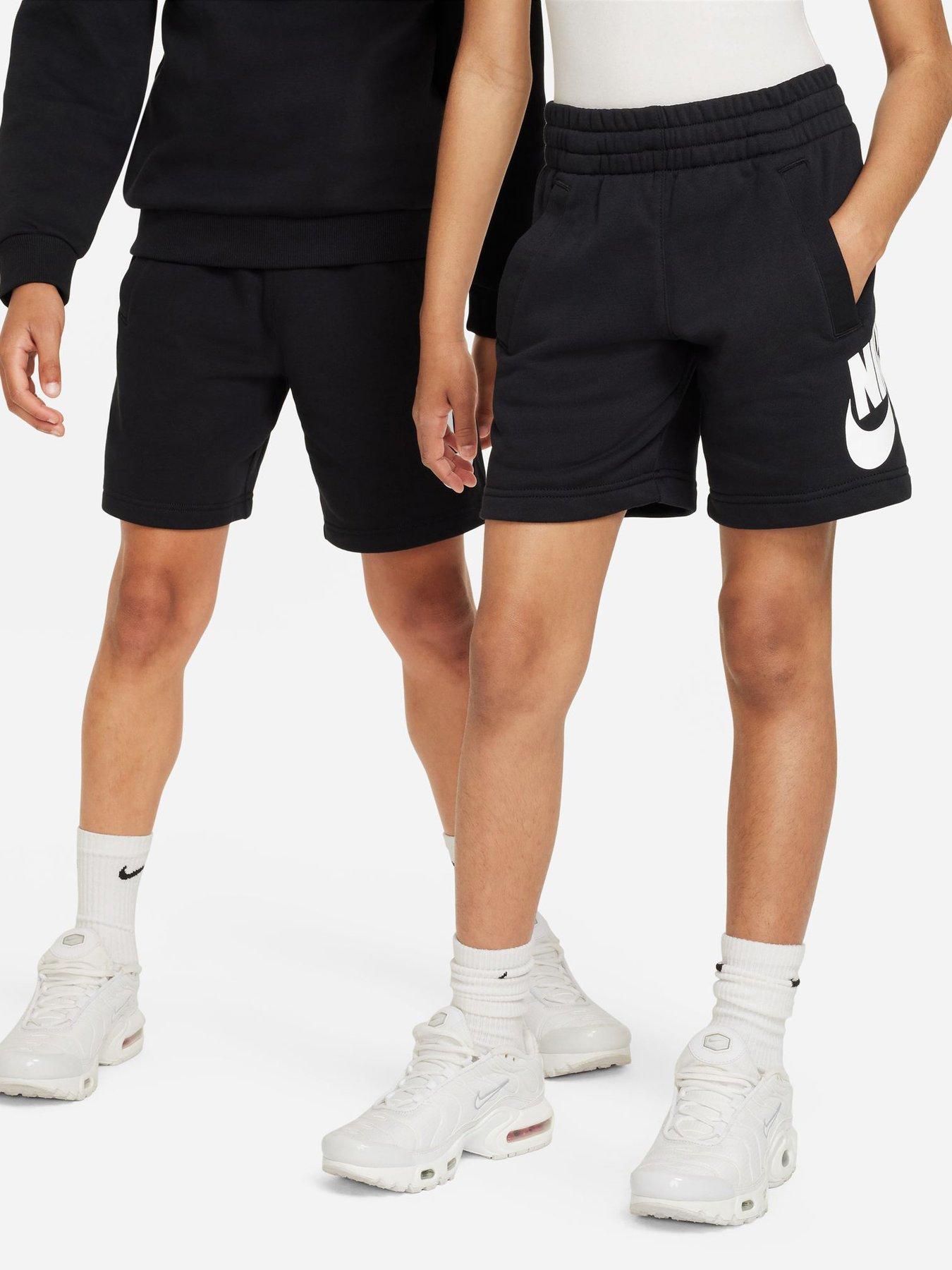 Nike Big Kids Sportswear Club French Terry Shorts - Black in Black/White