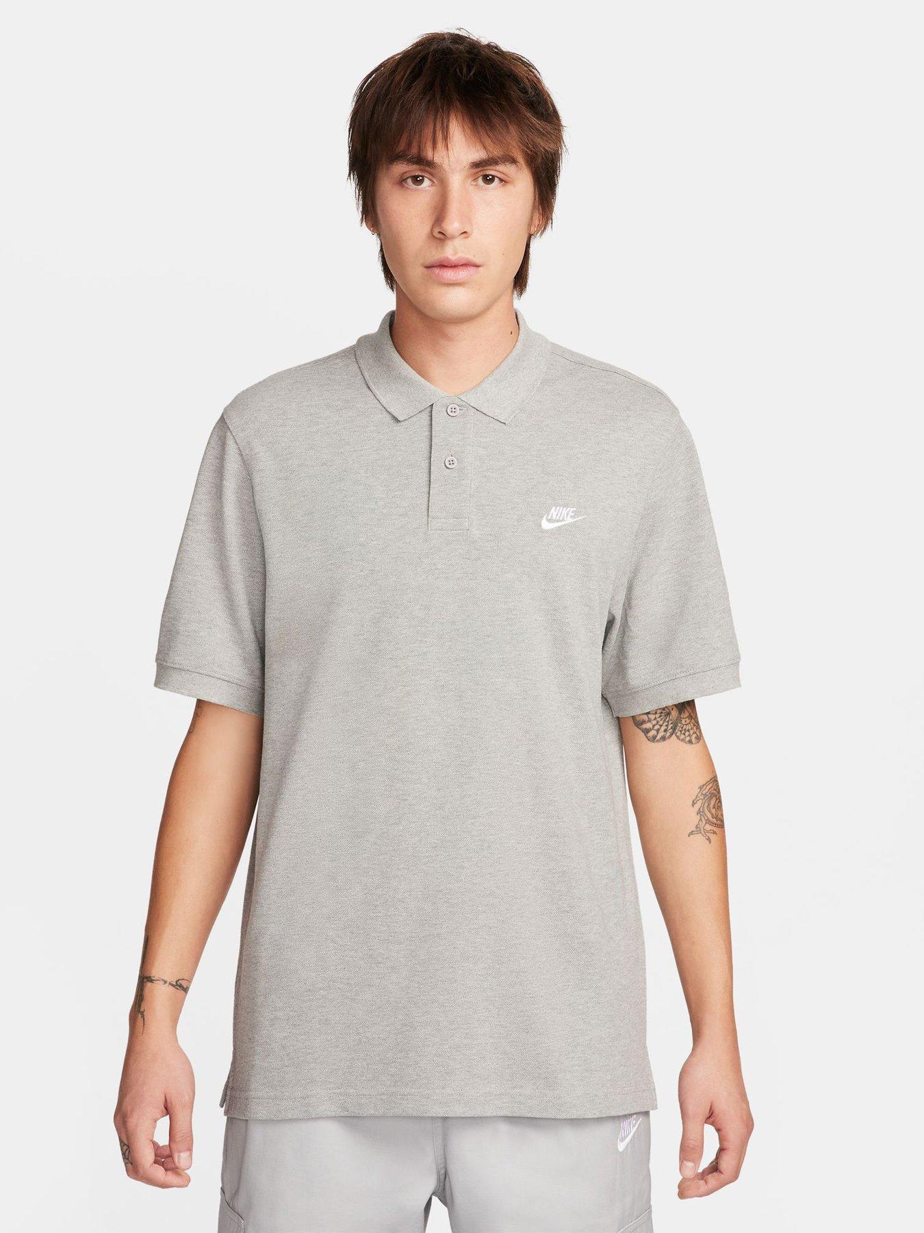 Nike Mens Club Short Sleeve Pique Polo Shirt - Grey