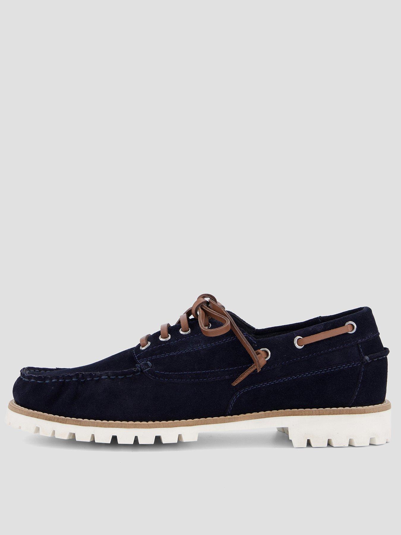 The Very Collection Suede Lace Up Boat Shoes - Navy