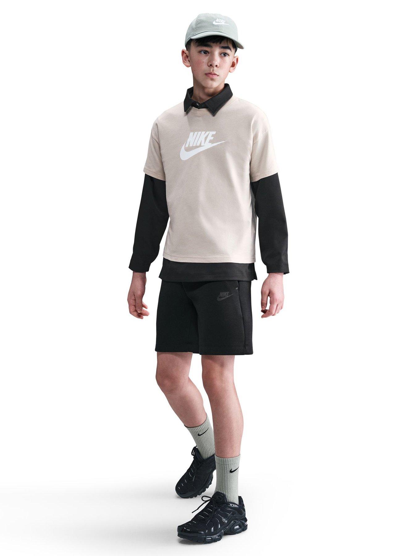 Nike Big Kids Tech Fleece Boys Shorts - Black in Black/Black