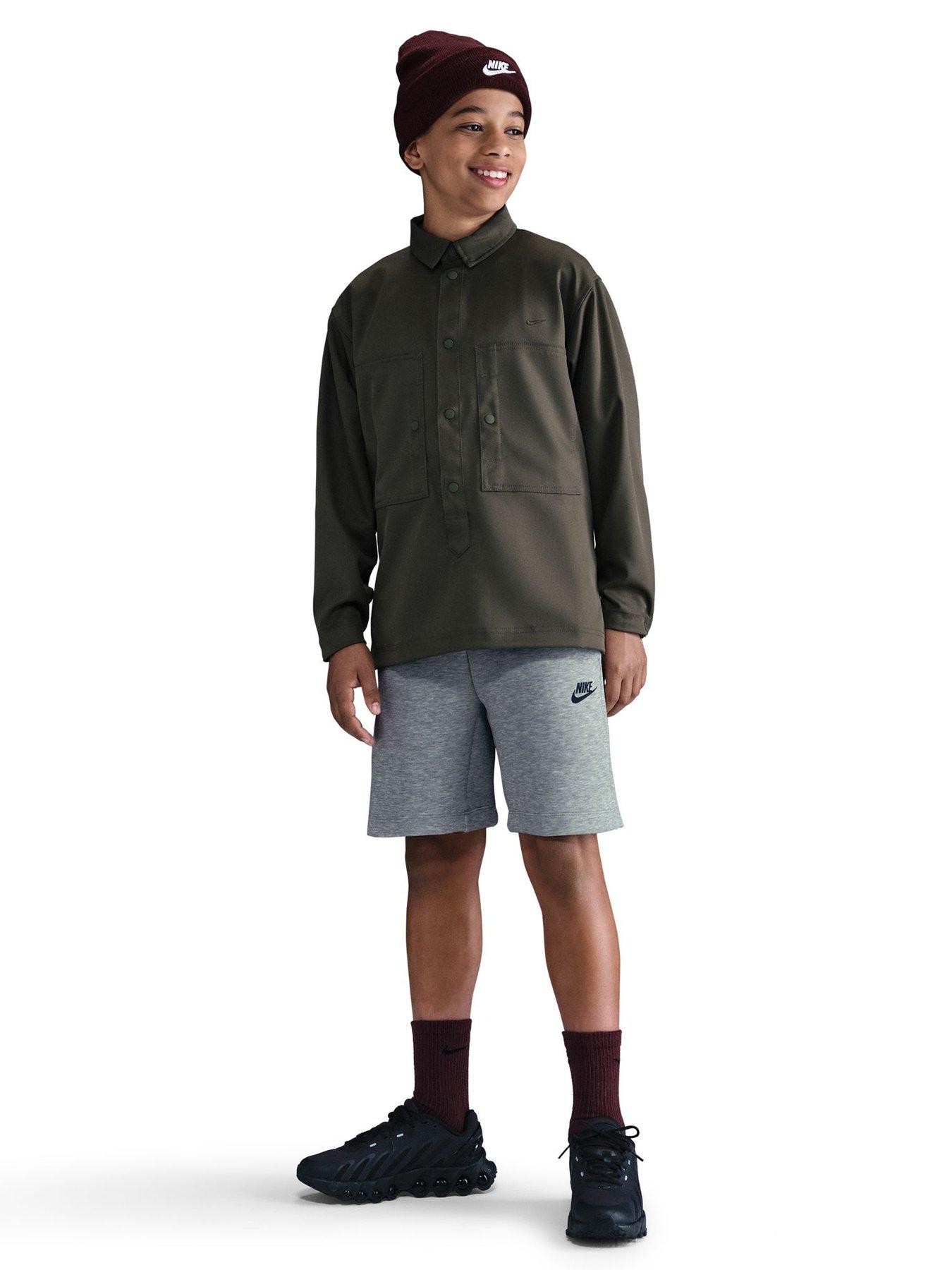 Image 3 of 7 of Nike Big Kids Tech Fleece Boys Shorts - Grey