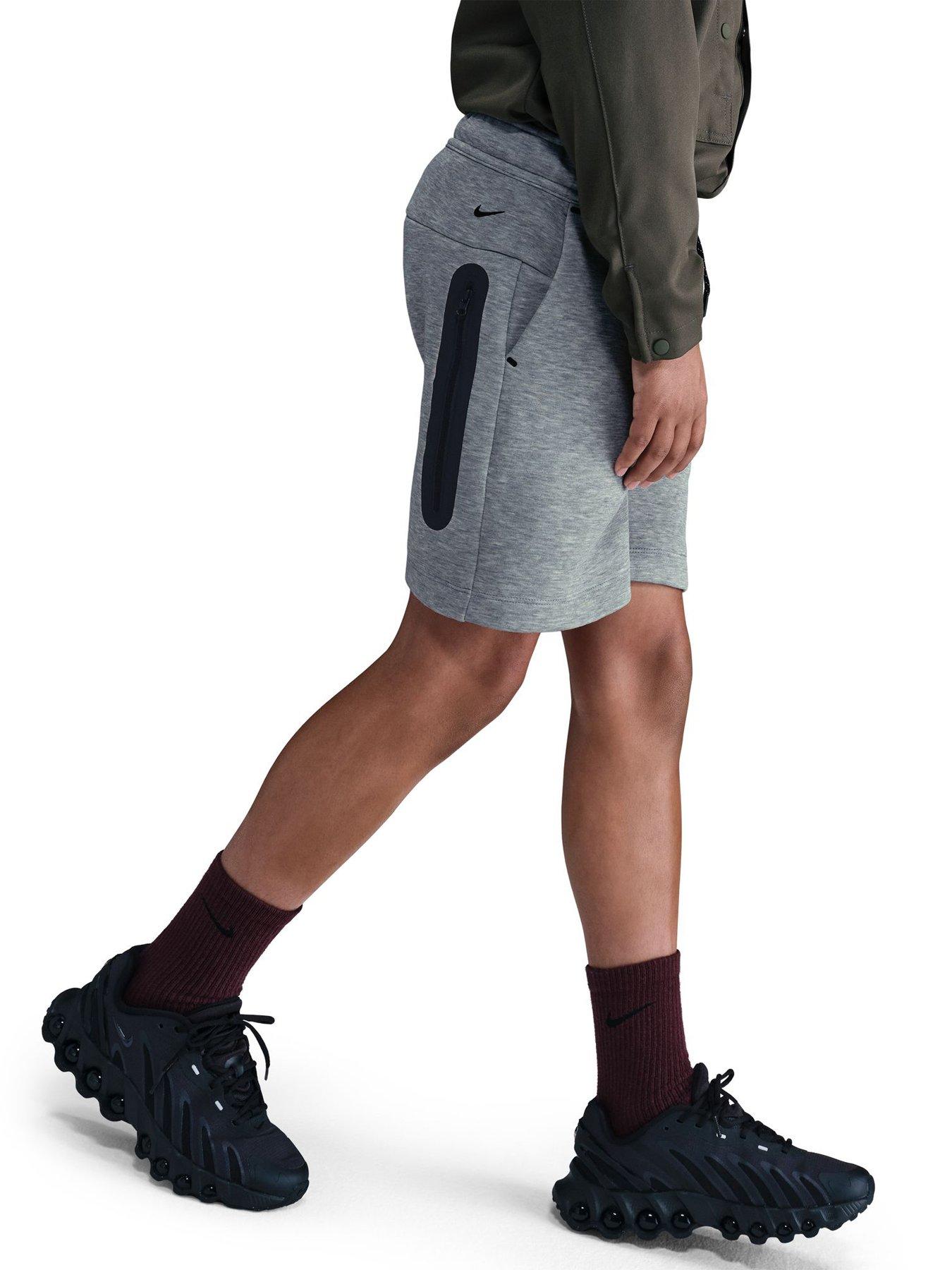 Image 4 of 7 of Nike Big Kids Tech Fleece Boys Shorts - Grey