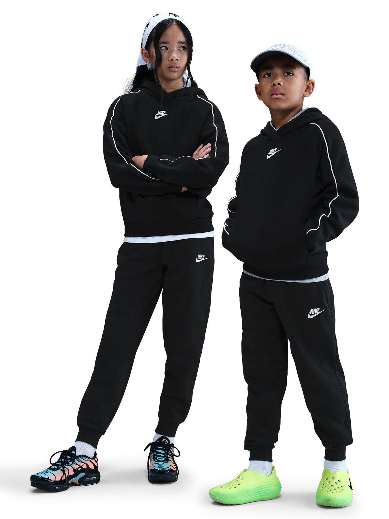 Nike Big Kids Sportswear Club Hooded Tracksuit - Black in Black/Black/White/White