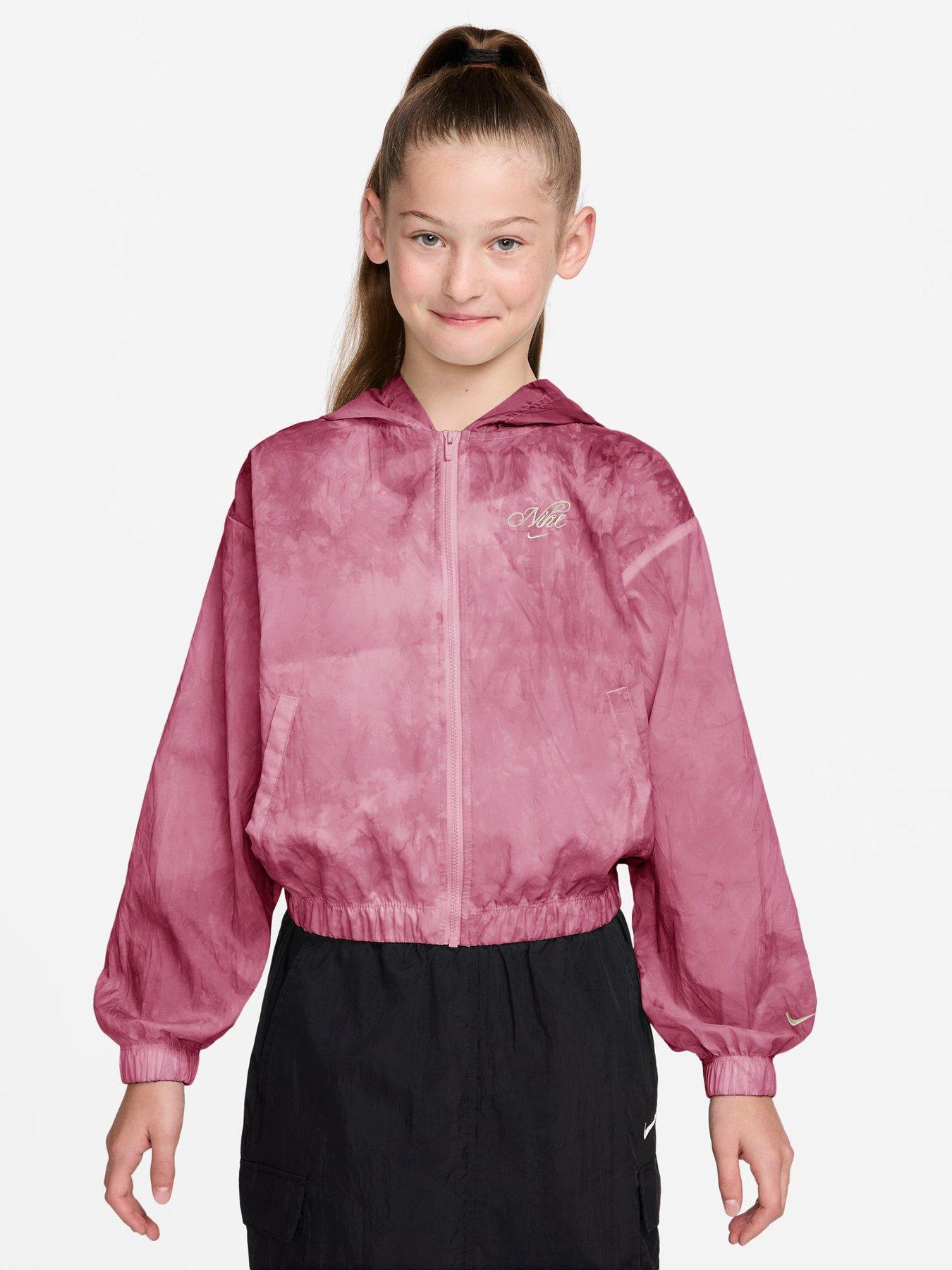 Nike Big Kids Girls Sportswear Woven Track Jacket - Red in Sweet Beet/Soft Pearl