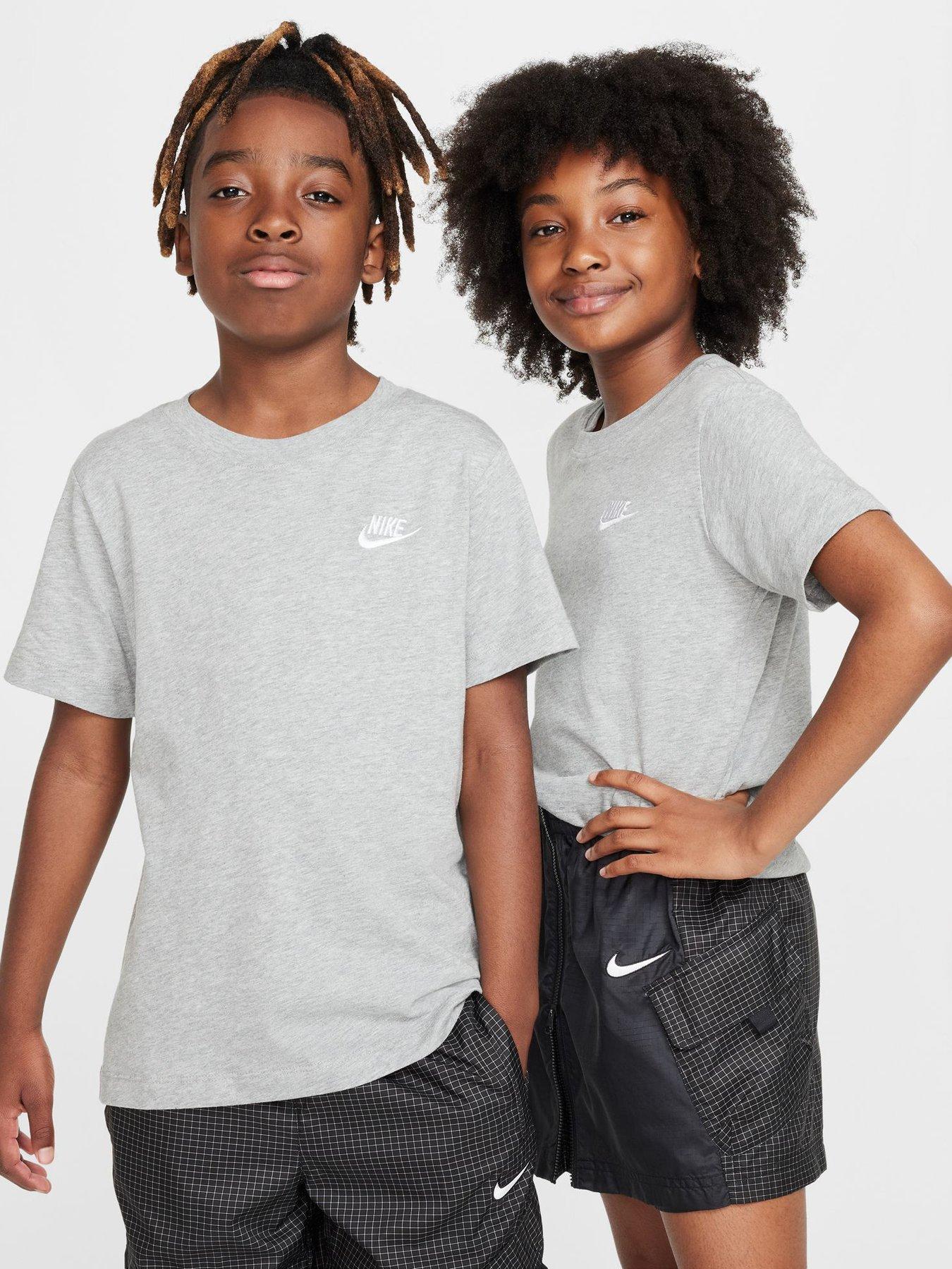 Nike Big Kids Sportswear Embroidered Futura T-Shirt - Grey in Dk Grey Heather