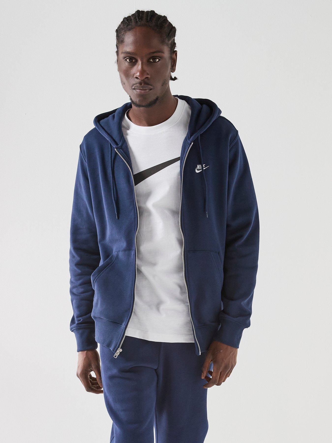 Nike Mens Club Full Zip Hoodie - Blue