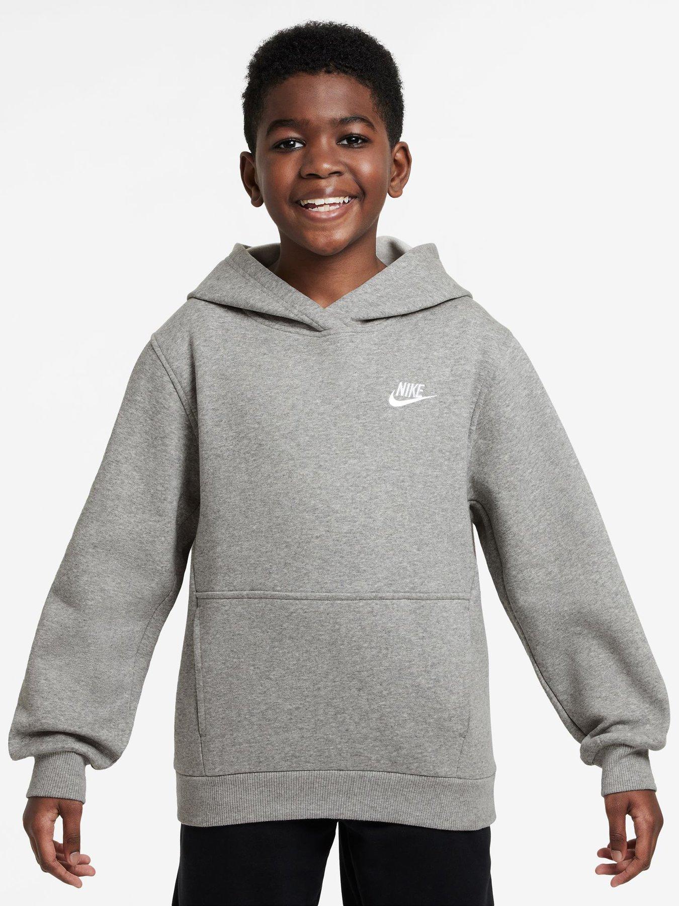 Image 4 of 7 of Nike Big Kids Sportswear Club Pullover Hoodie - Grey