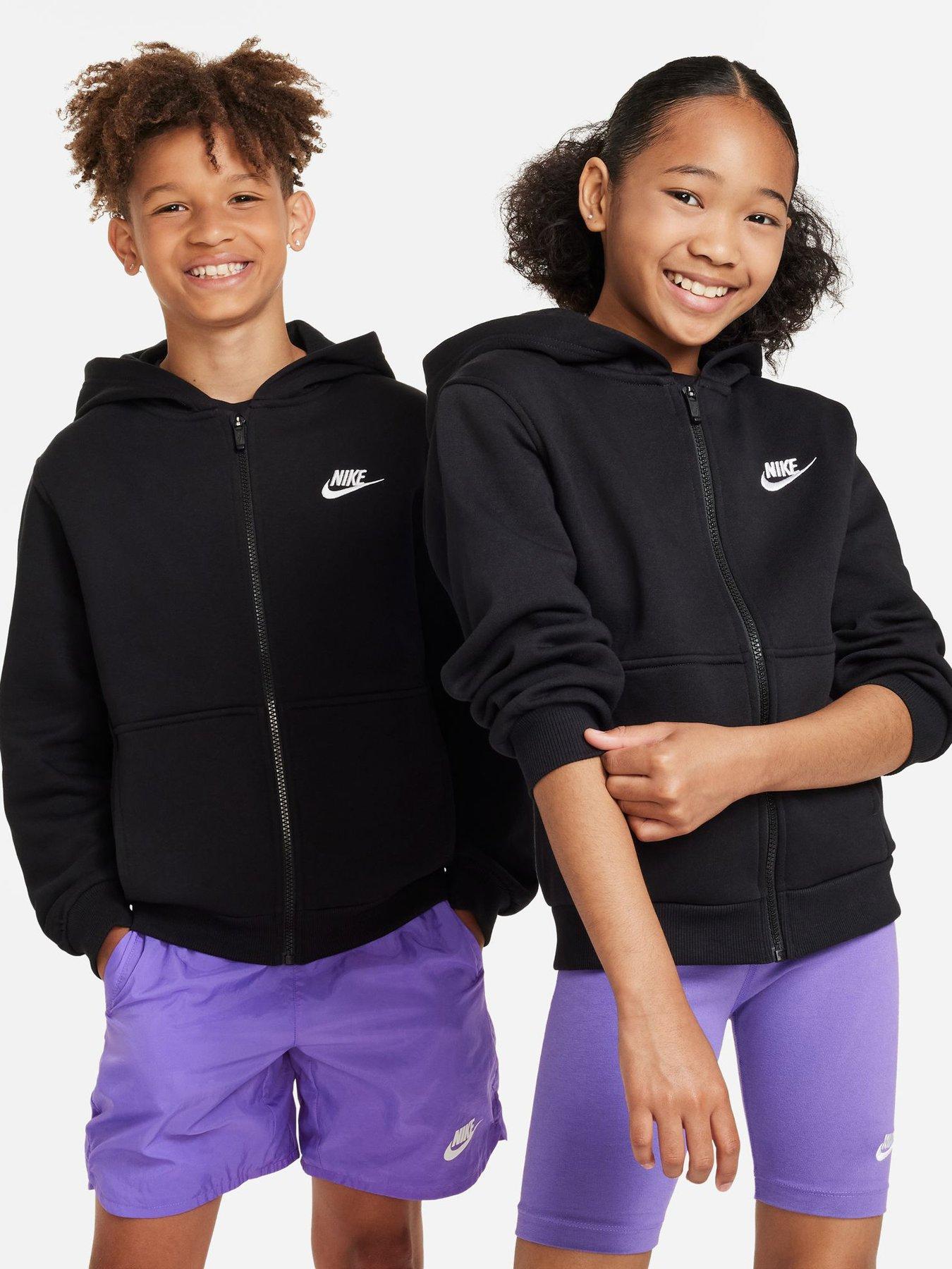 Nike Big Kids Sportswear Club Full Zip Hoodie - Black in Black/White