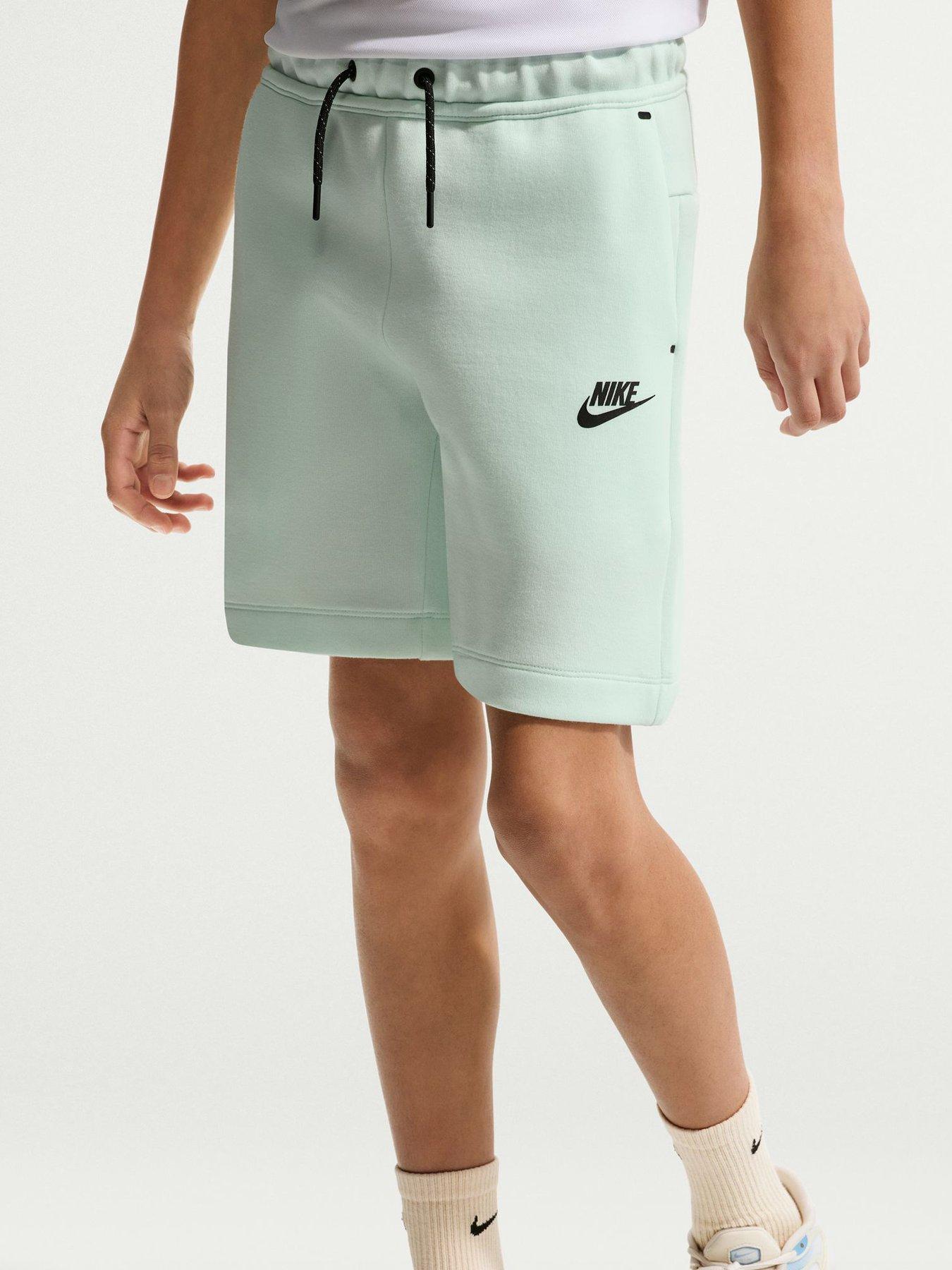 Nike Big Kids Tech Fleece Boys Shorts - Green in Barely Green/Black