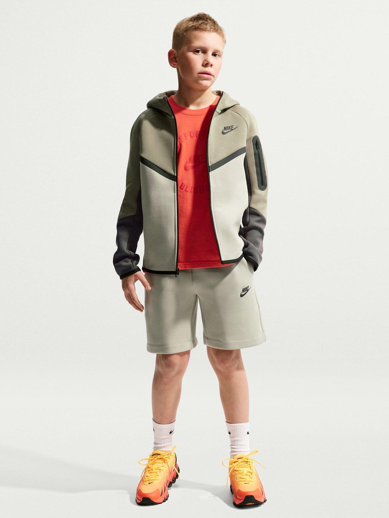 Nike Big Kids Tech Fleece Full Zip Hoodie - Green in Silver Sage/Spruce Fog/Medium