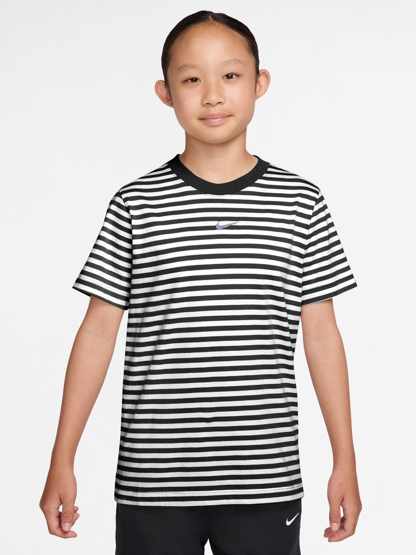 Nike Big Kids Sportswear Embroidered Futura T-Shirt - Black/White
