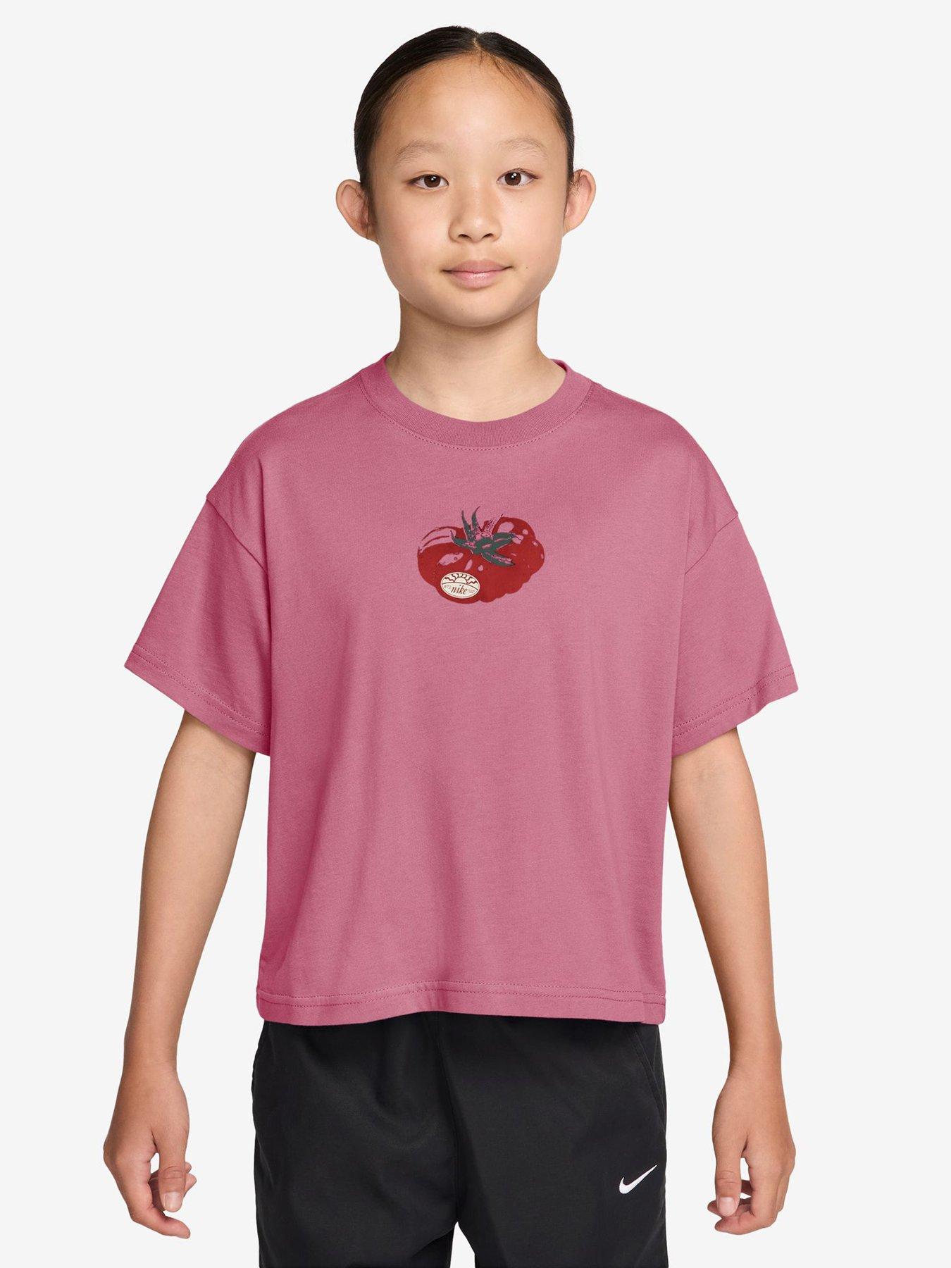 Nike Big Kids Girls Sportswear Boxy Tomato T-Shirt - Red
