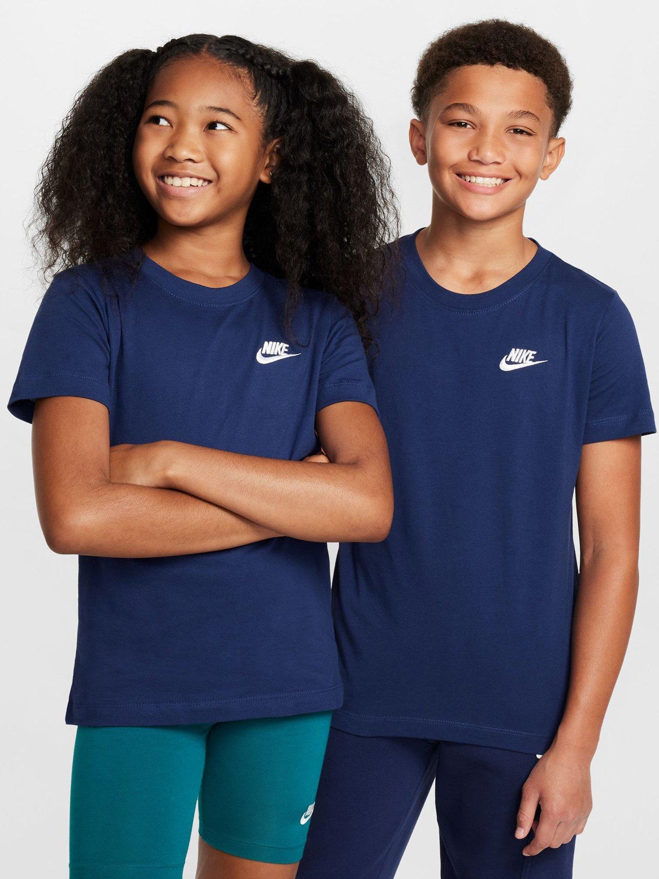Nike Big Kids Sportswear Embroidered Futura T-Shirt - Navy