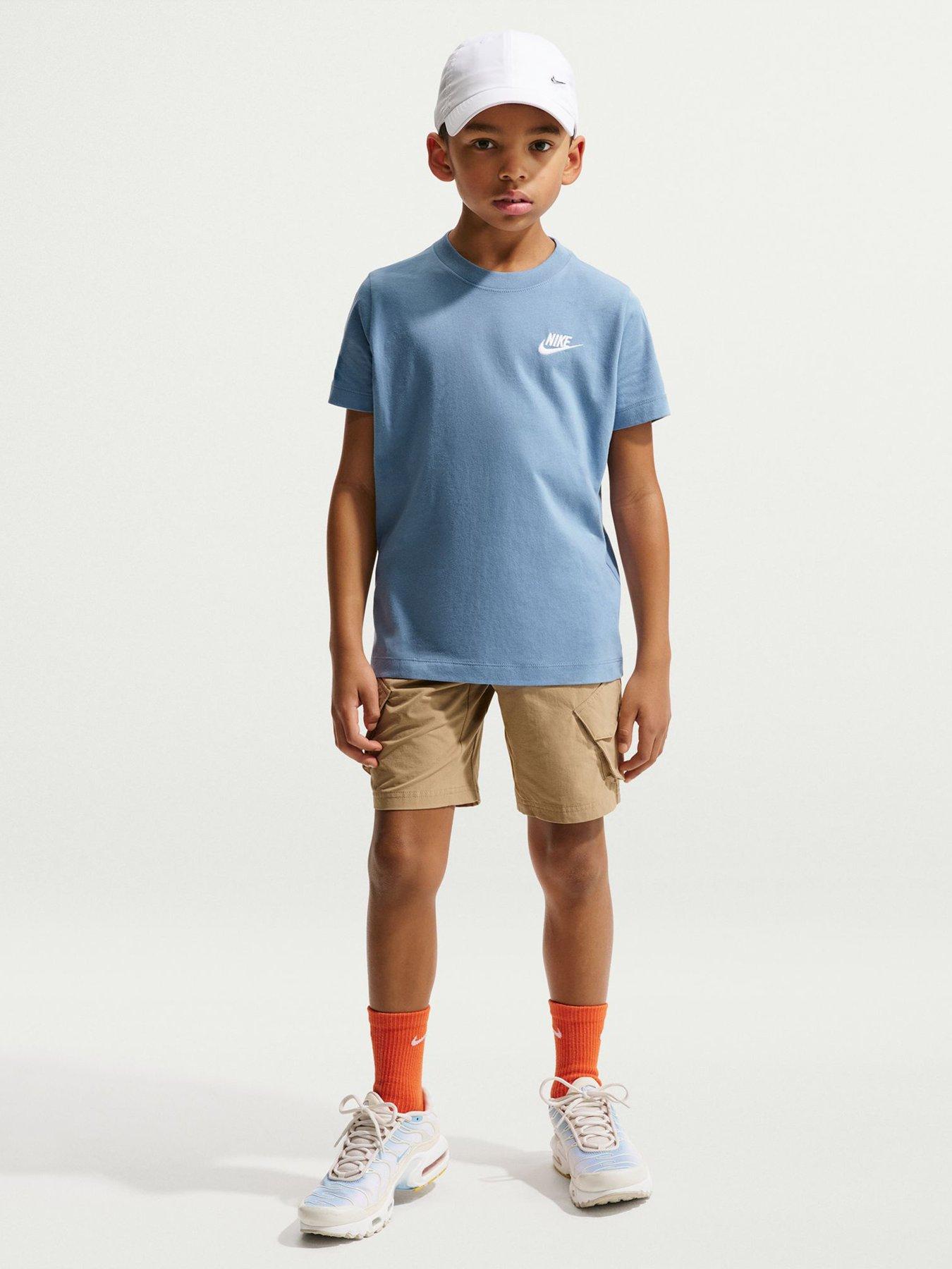 Nike Big Kids Sportswear Embroidered Futura T-Shirt - Blue
