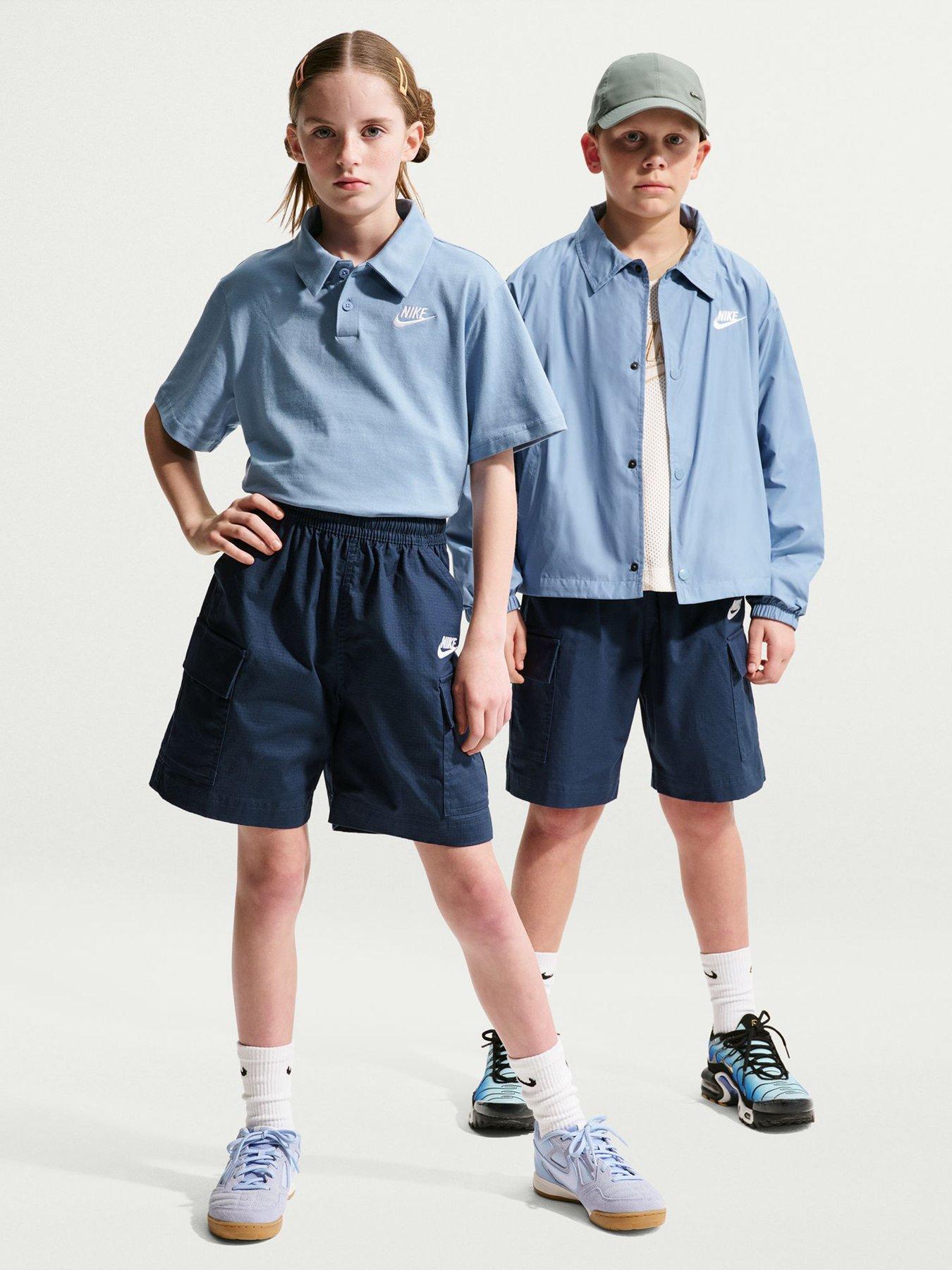 Nike Big Kids Sportswear Club Woven Cargo Shorts - Blue in Midnight Navy/White