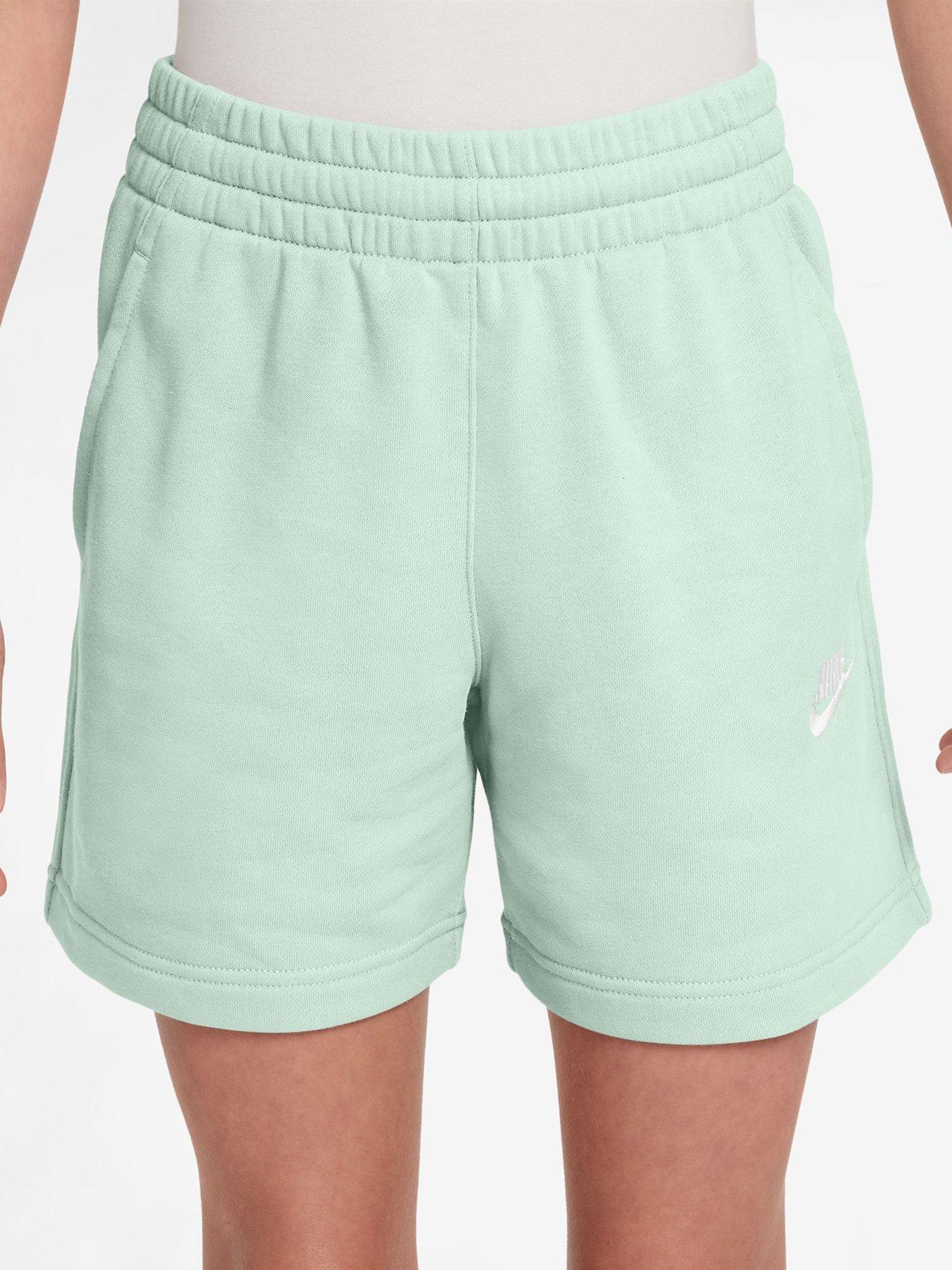 Nike Big Kids Girls Sportswear Club 5 Inch French Terry Shorts - Green