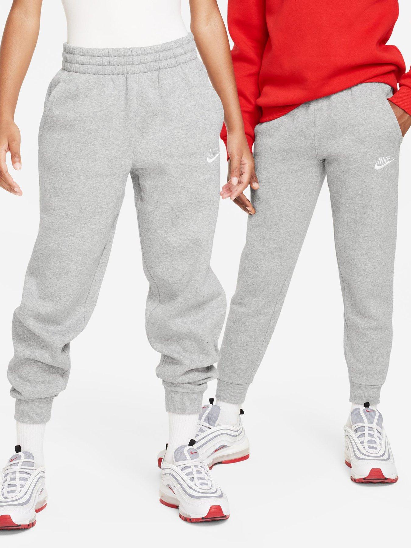 Nike Big Kids Sportswear Club Joggers - Grey in Dk Grey Heather/ Grey/White
