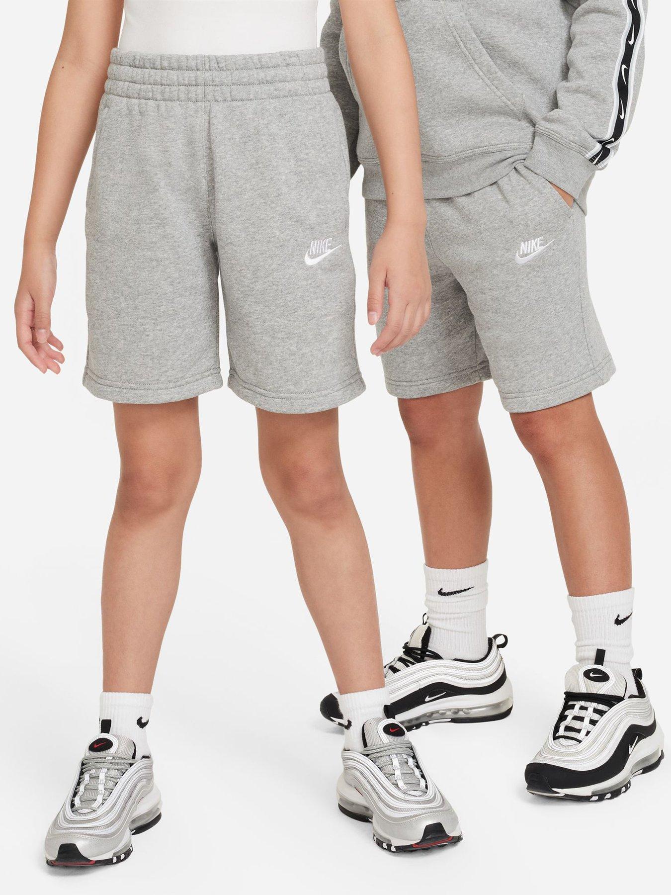 Nike Big Kids Sportswear Club French Terry Shorts - Grey in Dk Grey Heather/Base Grey/Whit