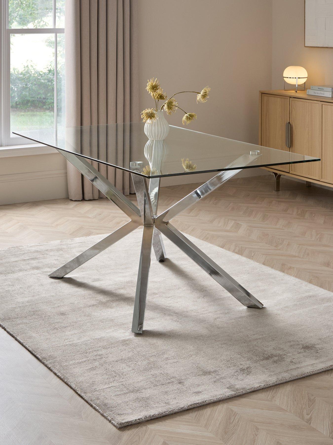 The Very Collection Chopstick Chrome 160cm Rectangular Dining Table