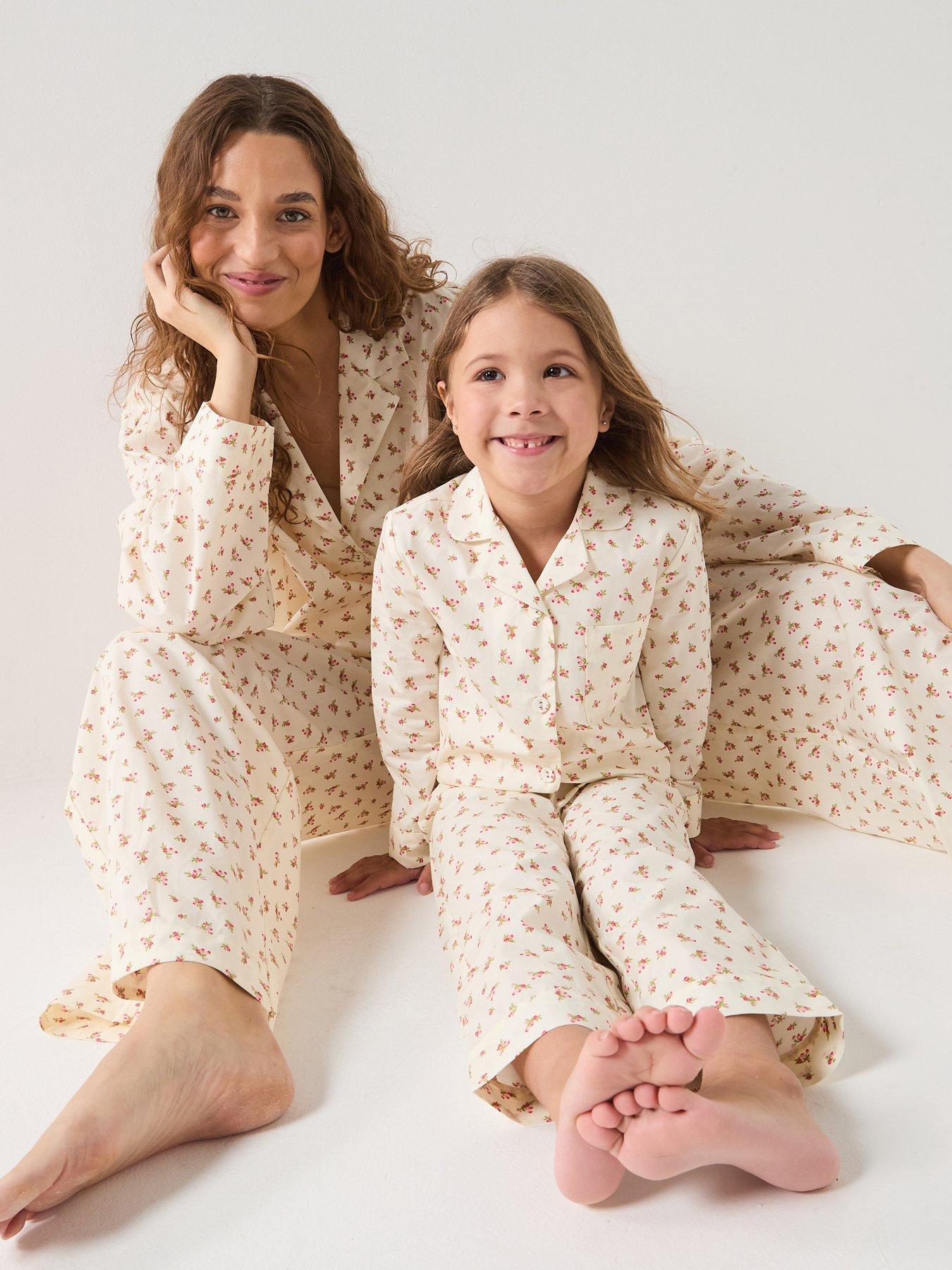 Michelle Keegan Mini Me Ditsy Print Revere Cotton Pyjamas - Print