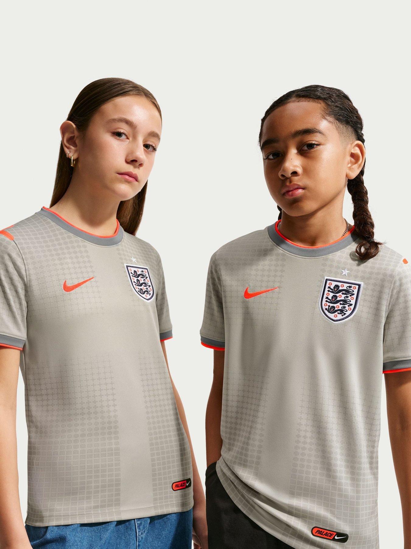 Nike England X Palace Big Kids Pre Match Top - Grey in Pewter Grey/Bright Crimson
