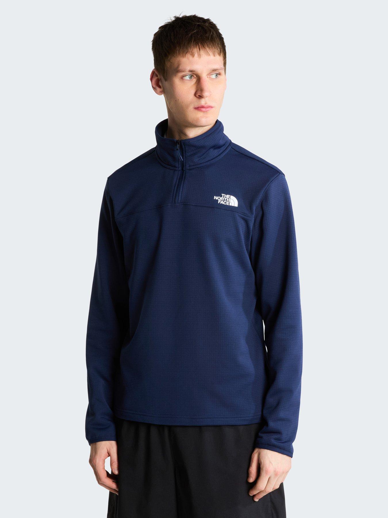 the-north-face-mens-cedar-trail-grid-14-zip-fleece-navyfront