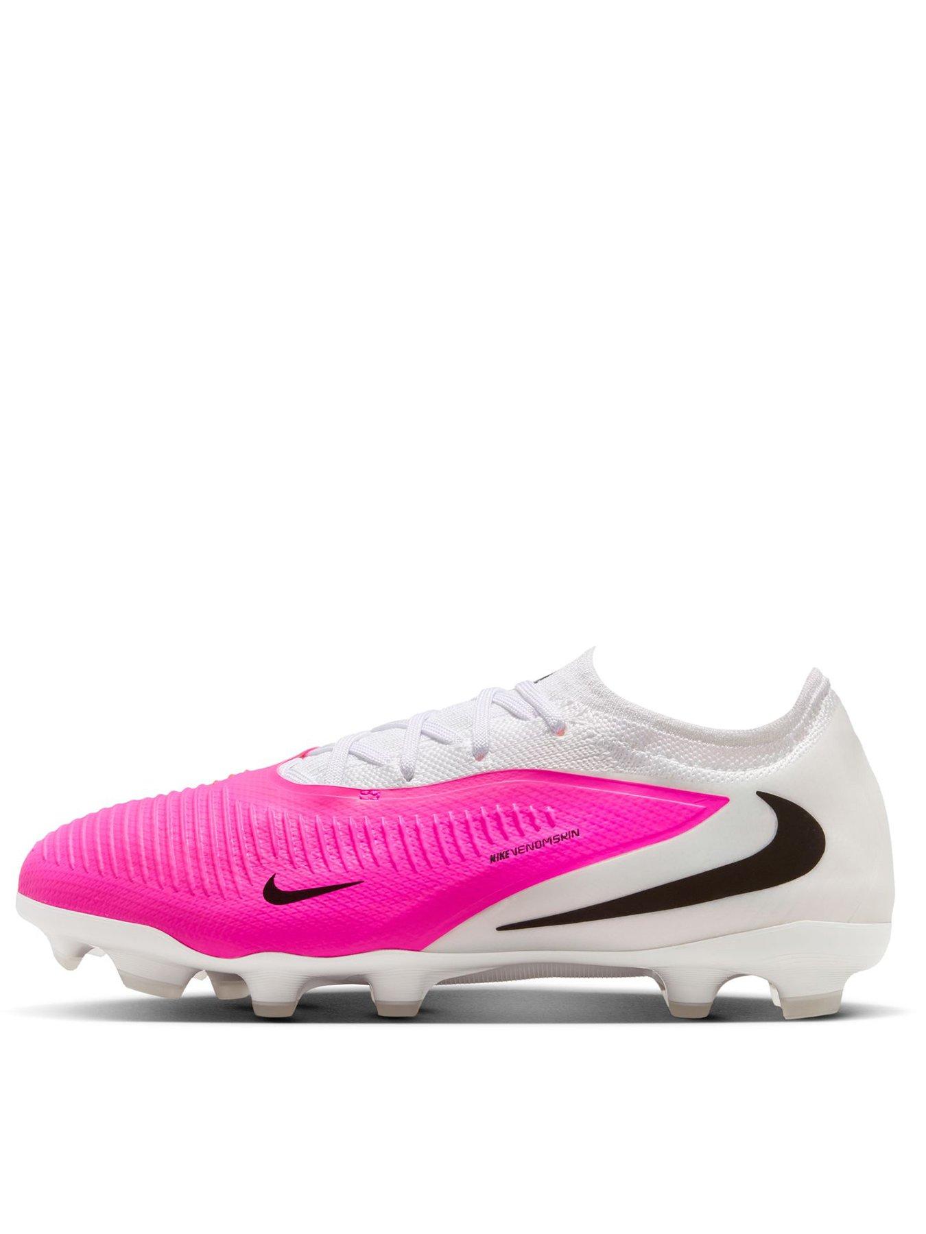 Nike Youth Phantom 6 Low Pro Firm Ground Football Boots - Pink/White