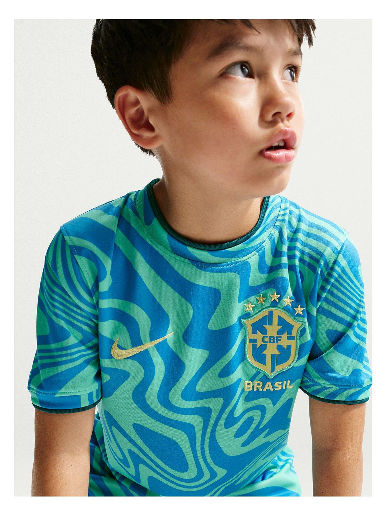 Image 2 of 7 of Nike Older Kids Brazil 2026 Pre-Match Shirt - Blue